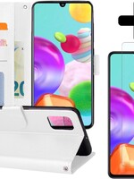 BTH BTH Samsung Galaxy A41 Hoesje Bookcase Wit Met Screenprotector
