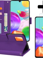 BTH BTH Samsung Galaxy A41 Hoesje Bookcase Paars Met Screenprotector