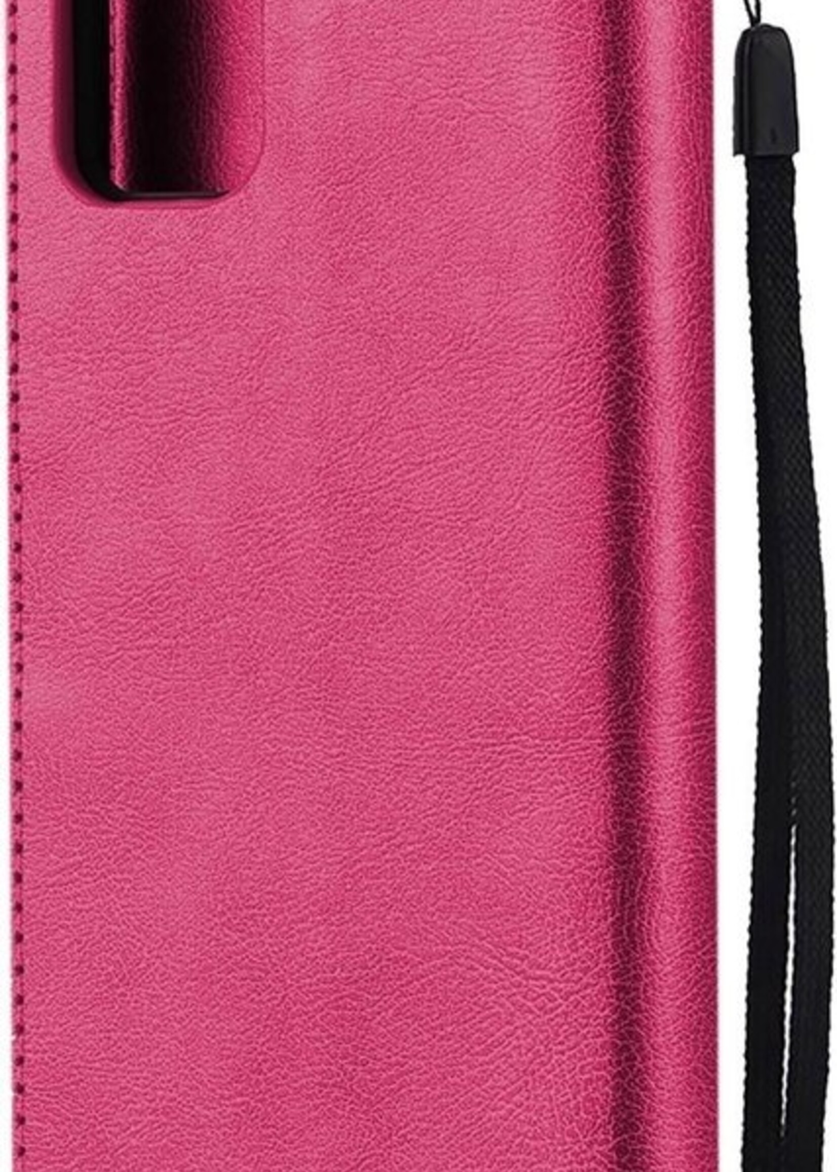 BTH Hoesje Geschikt voor Samsung A41 Hoesje Book Case Hoes Portemonnee Cover Walletcase Met Screenprotector - Hoes Geschikt voor Samsung Galaxy A41 Hoes Bookcase Hoesje - Donkerroze