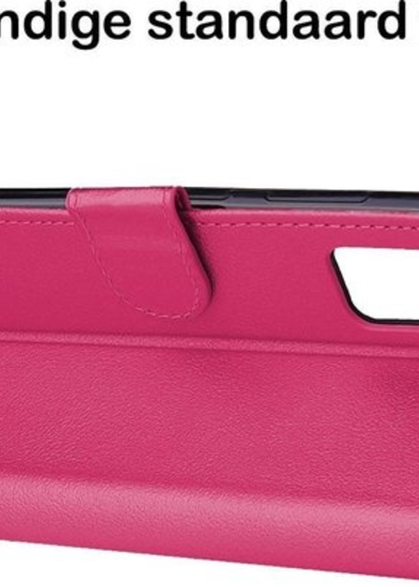 BTH Hoesje Geschikt voor Samsung A41 Hoesje Book Case Hoes Portemonnee Cover Walletcase Met Screenprotector - Hoes Geschikt voor Samsung Galaxy A41 Hoes Bookcase Hoesje - Donkerroze
