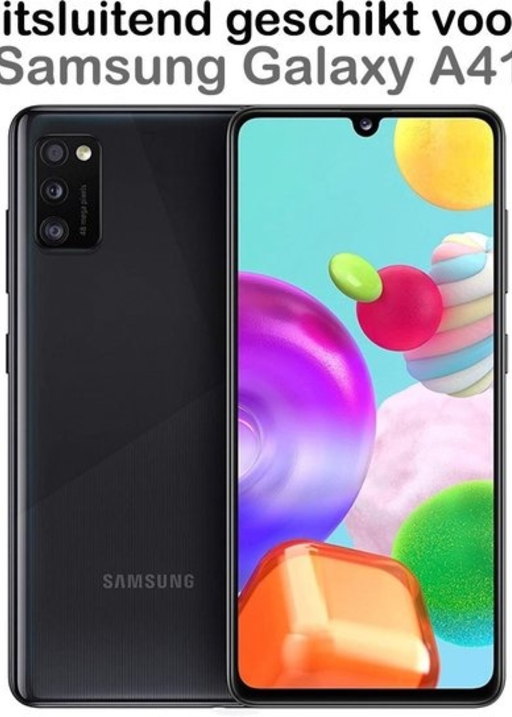 BTH Hoesje Geschikt voor Samsung A41 Hoesje Book Case Hoes Portemonnee Cover Walletcase Met Screenprotector - Hoes Geschikt voor Samsung Galaxy A41 Hoes Bookcase Hoesje - Donkerroze