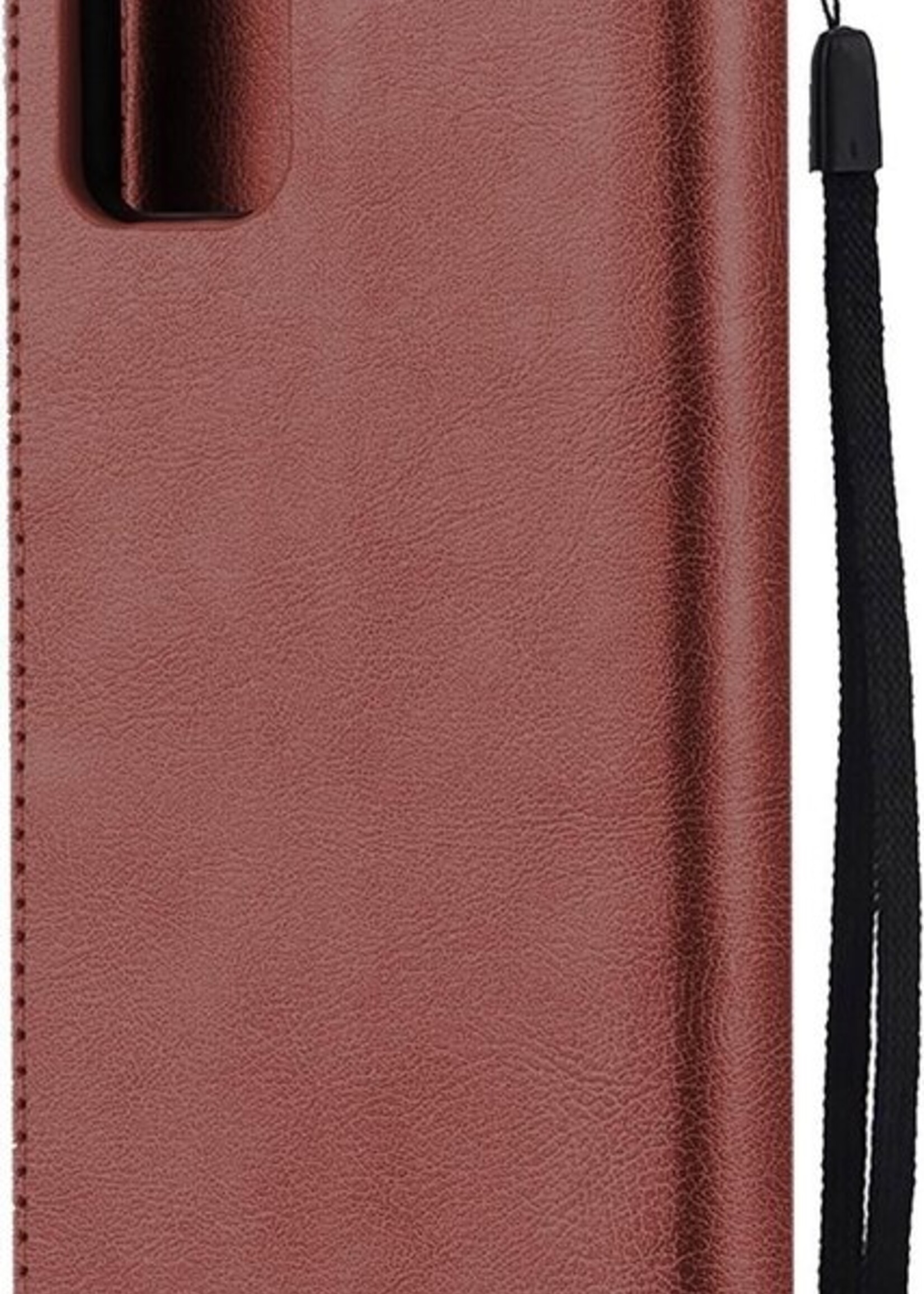 BTH Hoesje Geschikt voor Samsung A41 Hoesje Book Case Hoes Portemonnee Cover Walletcase Met 2x Screenprotector - Hoes Geschikt voor Samsung Galaxy A41 Hoes Bookcase Hoesje - Bruin