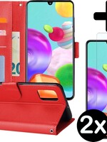 BTH BTH Samsung Galaxy A41 Hoesje Bookcase Rood Met 2x Screenprotector