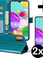 BTH BTH Samsung Galaxy A41 Hoesje Bookcase Turquoise Met 2x Screenprotector
