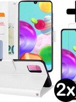BTH BTH Samsung Galaxy A41 Hoesje Bookcase Wit Met 2x Screenprotector