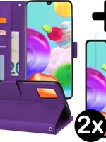 BTH BTH Samsung Galaxy A41 Hoesje Bookcase Paars Met 2x Screenprotector