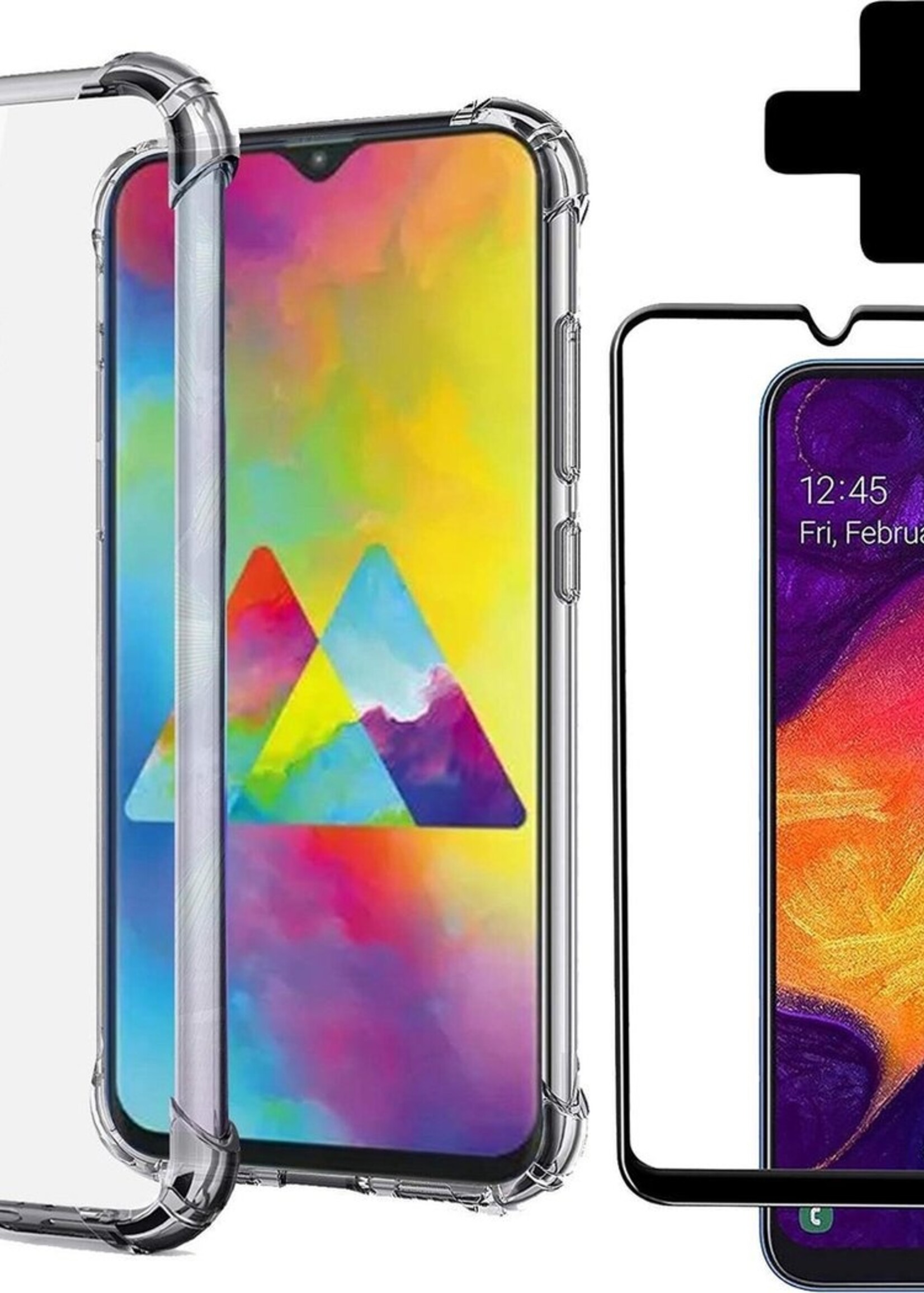 BTH Hoesje Geschikt voor Samsung A20e Hoesje Siliconen Shock Proof Case Hoes Met Screenprotector - Hoes Geschikt voor Samsung Galaxy A20e Hoes Cover Case Shockproof - Transparant