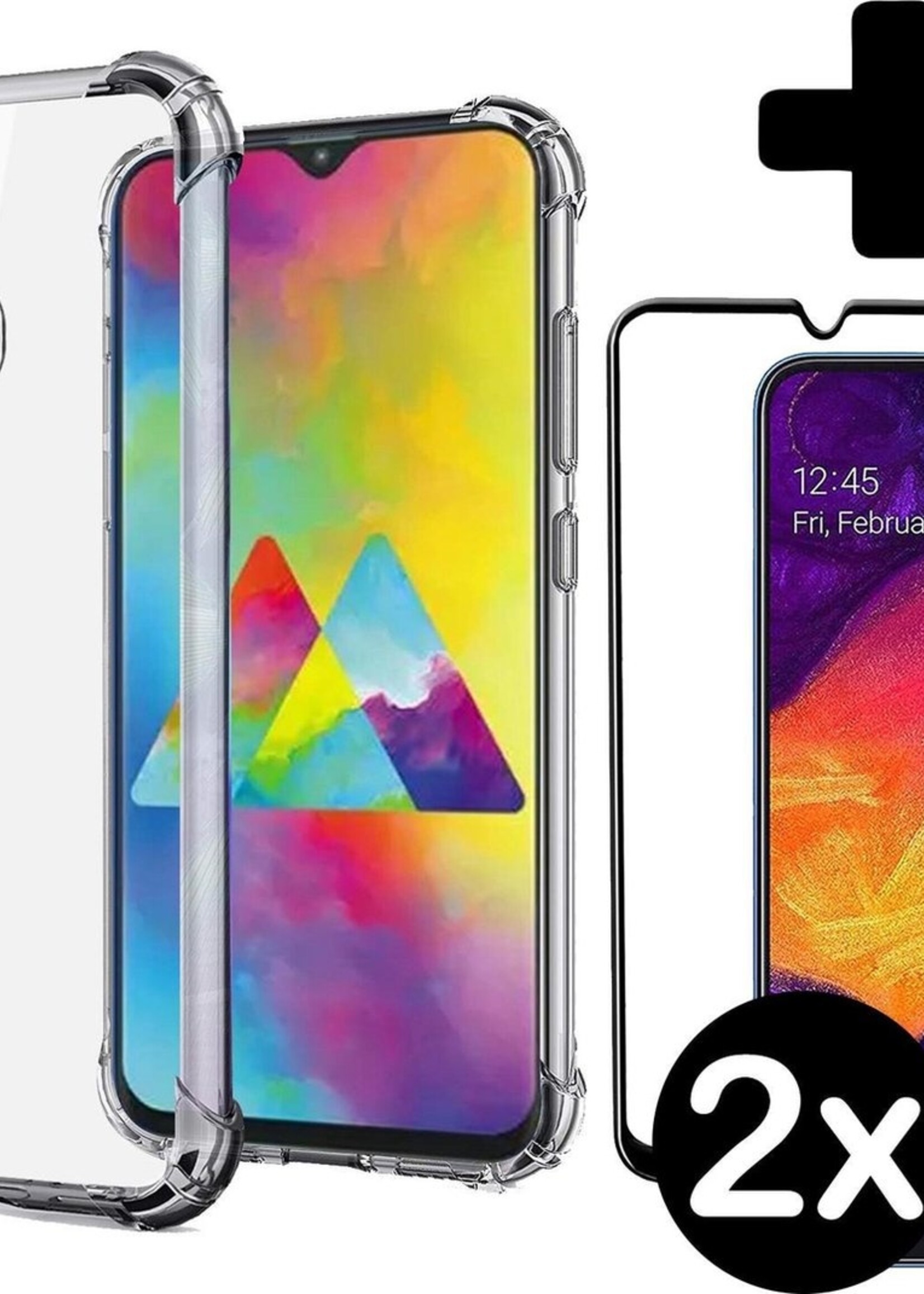 BTH Hoesje Geschikt voor Samsung A20e Hoesje Siliconen Shock Proof Case Hoes Met 2x Screenprotector - Hoes Geschikt voor Samsung Galaxy A20e Hoes Cover Case Shockproof - Transparant