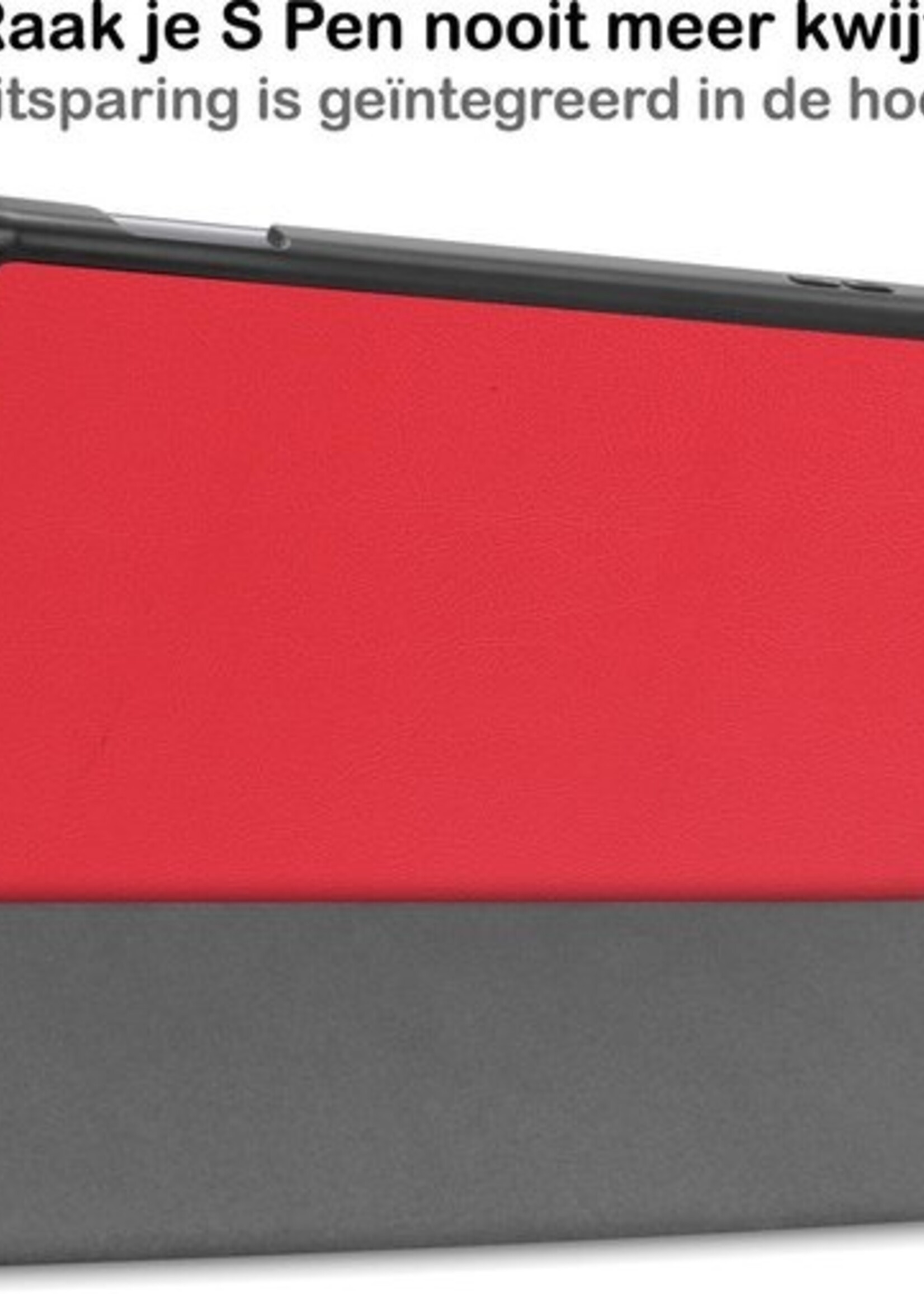 BTH Hoes Geschikt voor Samsung Galaxy Tab S6 Lite Hoes Book Case Hoesje Trifold Cover Met Uitsparing Geschikt voor S Pen - Hoesje Geschikt voor Samsung Tab S6 Lite Hoesje Bookcase - Rood
