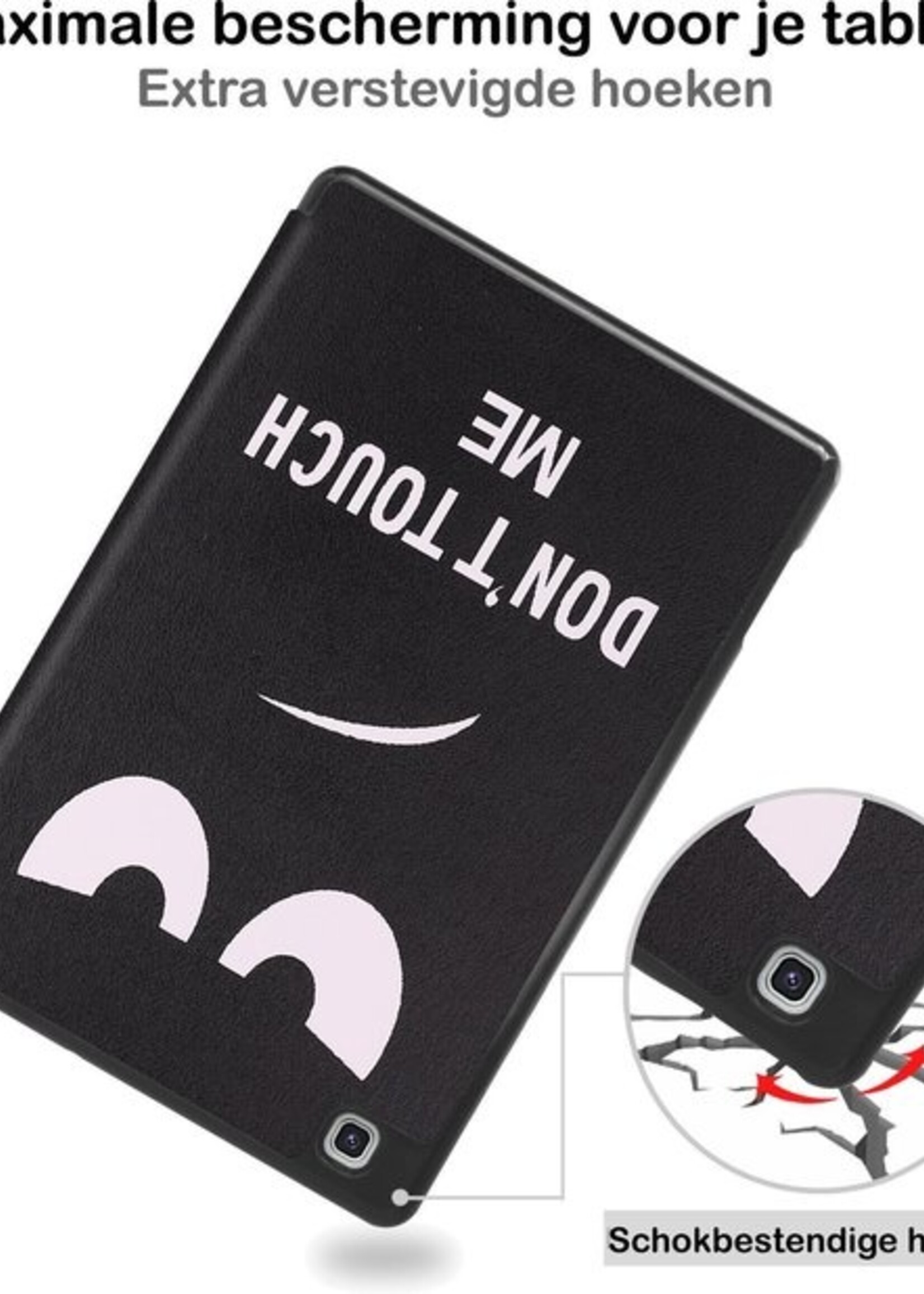 BTH Hoes Geschikt voor Samsung Galaxy Tab S6 Lite Hoes Book Case Hoesje Trifold Cover Met Uitsparing Geschikt voor S Pen - Hoesje Geschikt voor Samsung Tab S6 Lite Hoesje Bookcase - Don't Touch Me