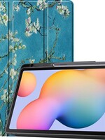 BTH BTH Samsung Galaxy Tab S6 Lite Hoesje Tablet Hoes Bookcase Smart Cover - Bloemen