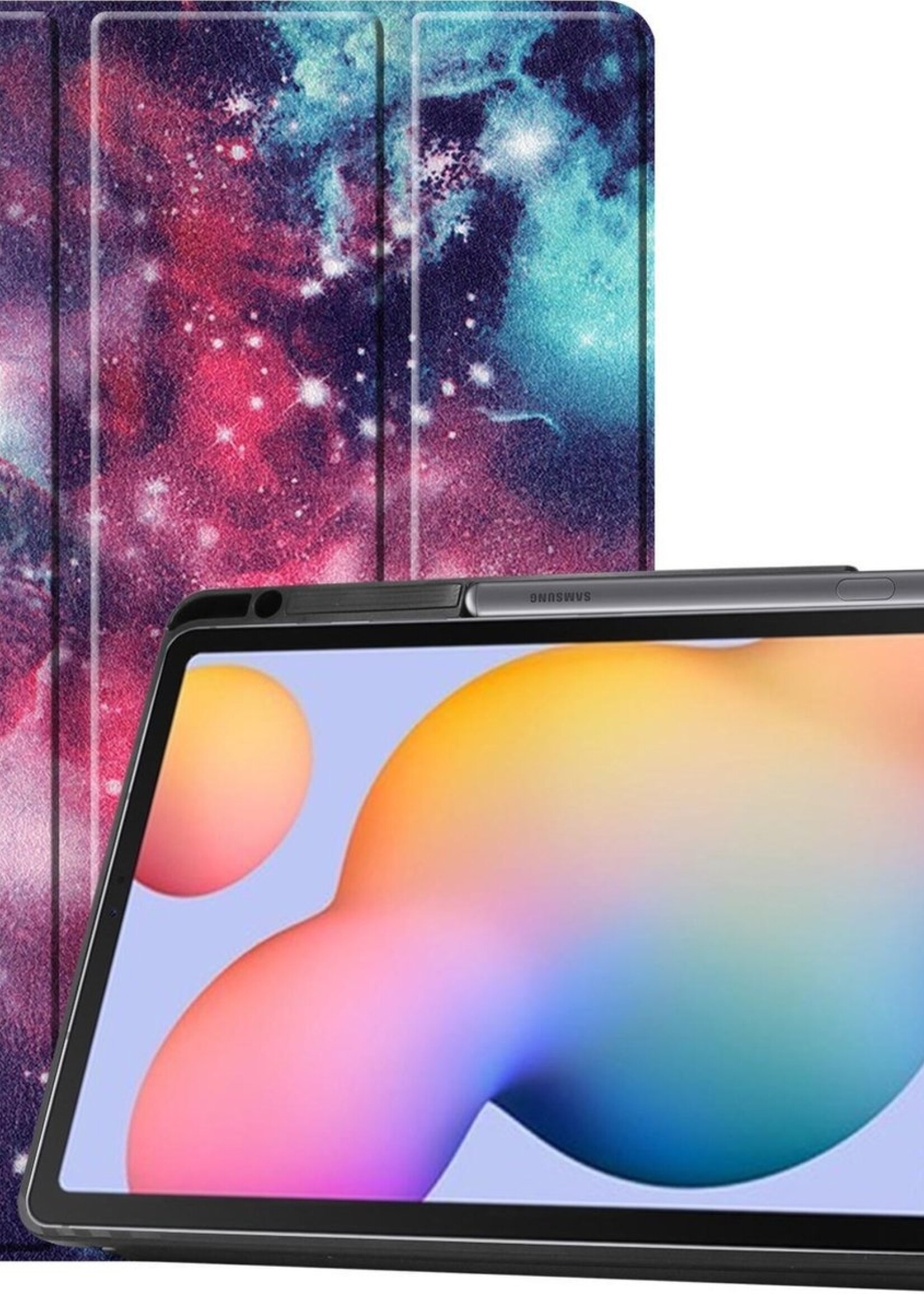 BTH Hoes Geschikt voor Samsung Galaxy Tab S6 Lite Hoes Book Case Hoesje Trifold Cover Met Uitsparing Geschikt voor S Pen - Hoesje Geschikt voor Samsung Tab S6 Lite Hoesje Bookcase - Galaxy