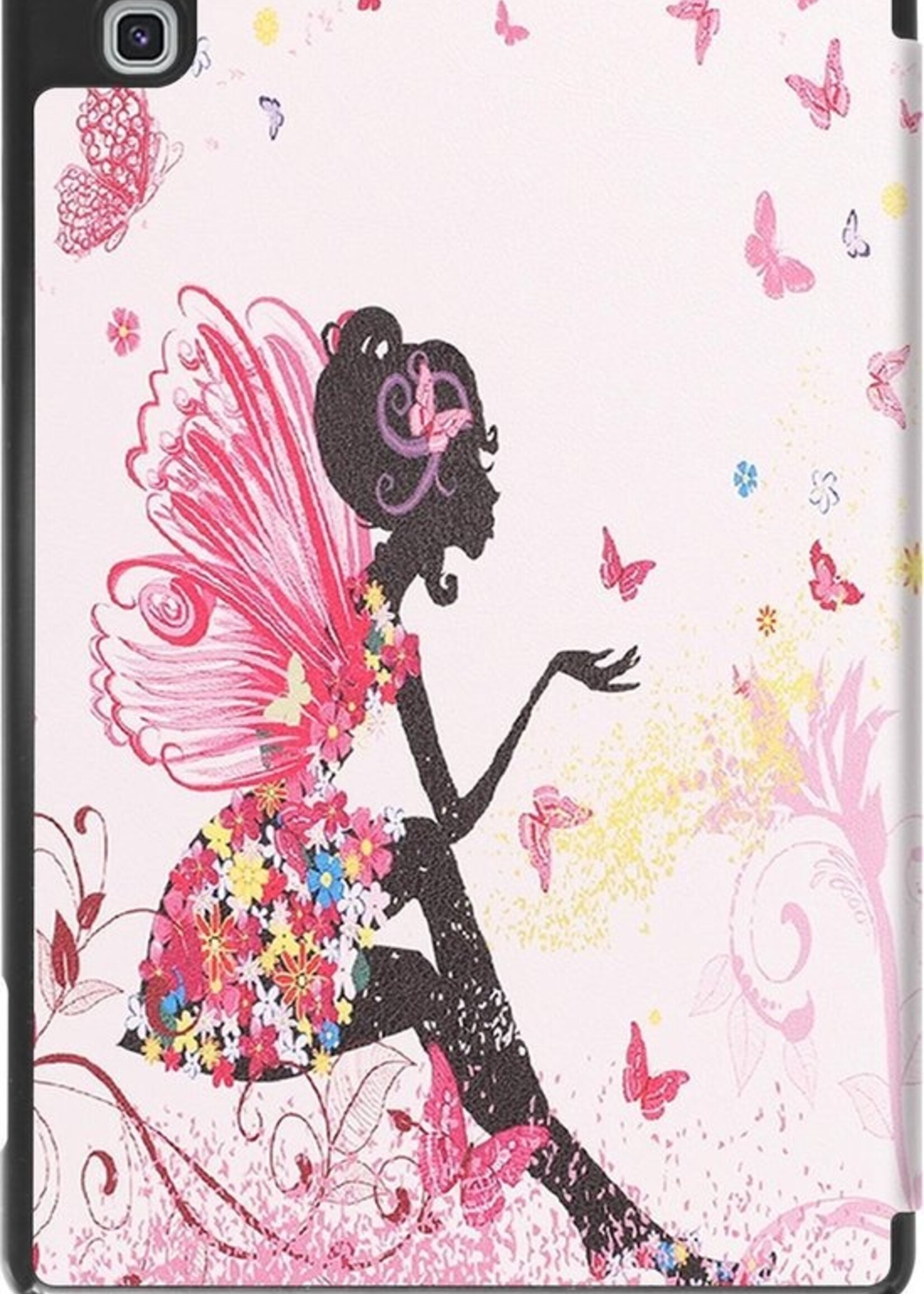 BTH Hoes Geschikt voor Samsung Galaxy Tab S6 Lite Hoes Book Case Hoesje Trifold Cover Met Uitsparing Geschikt voor S Pen - Hoesje Geschikt voor Samsung Tab S6 Lite Hoesje Bookcase - Vlinders