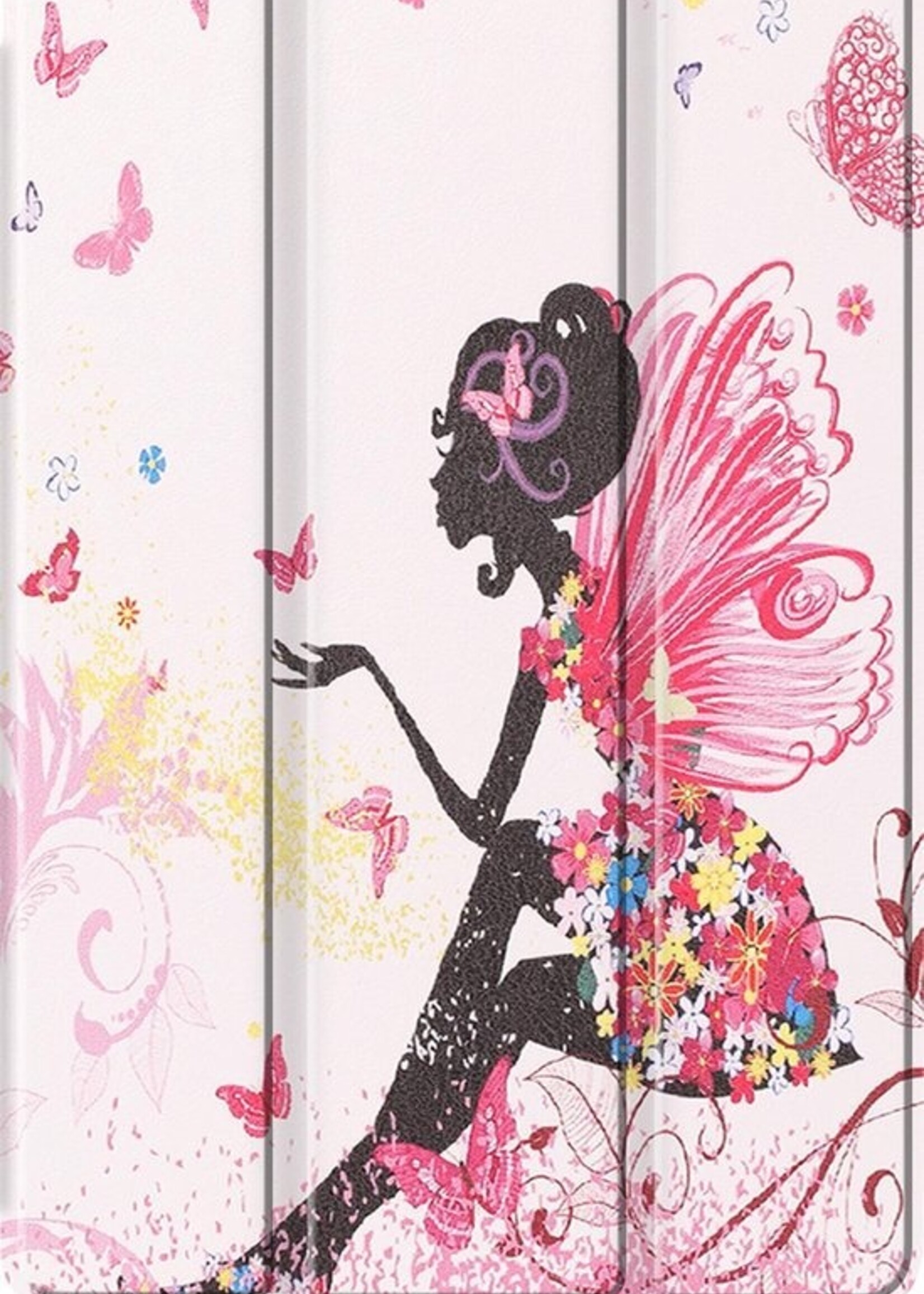 BTH Hoes Geschikt voor Samsung Galaxy Tab S6 Lite Hoes Book Case Hoesje Trifold Cover Met Uitsparing Geschikt voor S Pen - Hoesje Geschikt voor Samsung Tab S6 Lite Hoesje Bookcase - Vlinders