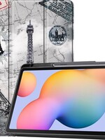 BTH BTH Samsung Galaxy Tab S6 Lite Hoesje Tablet Hoes Bookcase Smart Cover - Eiffeltoren