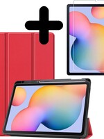 BTH BTH Samsung Galaxy Tab S6 Lite Hoesje Tablet Hoes Met Screenprotector - Rood
