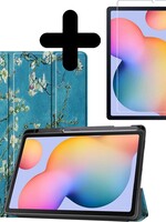 BTH BTH Samsung Galaxy Tab S6 Lite Hoesje Tablet Hoes Met Screenprotector - Bloemen