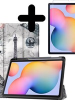 BTH BTH Samsung Galaxy Tab S6 Lite Hoesje Tablet Hoes Met Screenprotector - Eiffeltoren