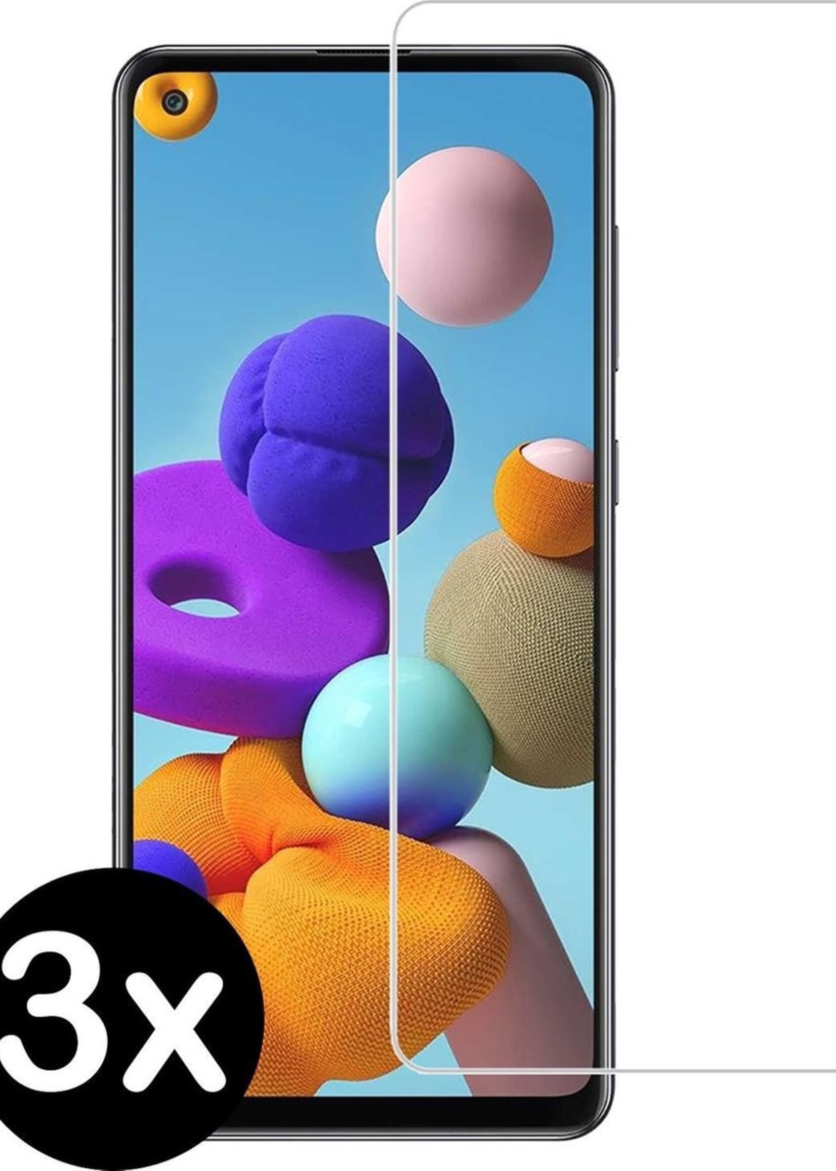BTH Screenprotector Geschikt voor Samsung A21s Screenprotector Glas Gehard Tempered Glass - Screenprotector Geschikt voor Samsung Galaxy A21s Screen Protector Screen Cover - 3 PACK