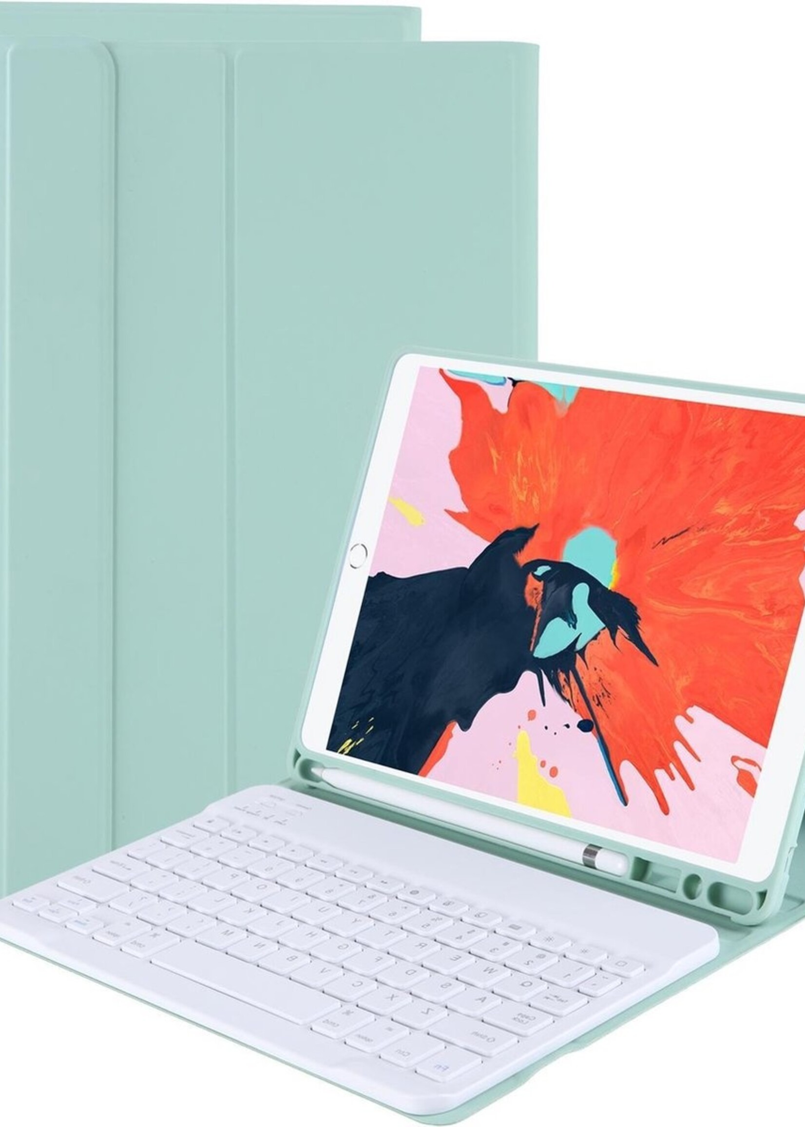 BTH Hoes Geschikt voor iPad 10.2 2019 Hoes Toetsenbord Hoesje Keyboard Case Cover - Hoesje Geschikt voor iPad 7 Hoes Toetsenbord Case - Groen