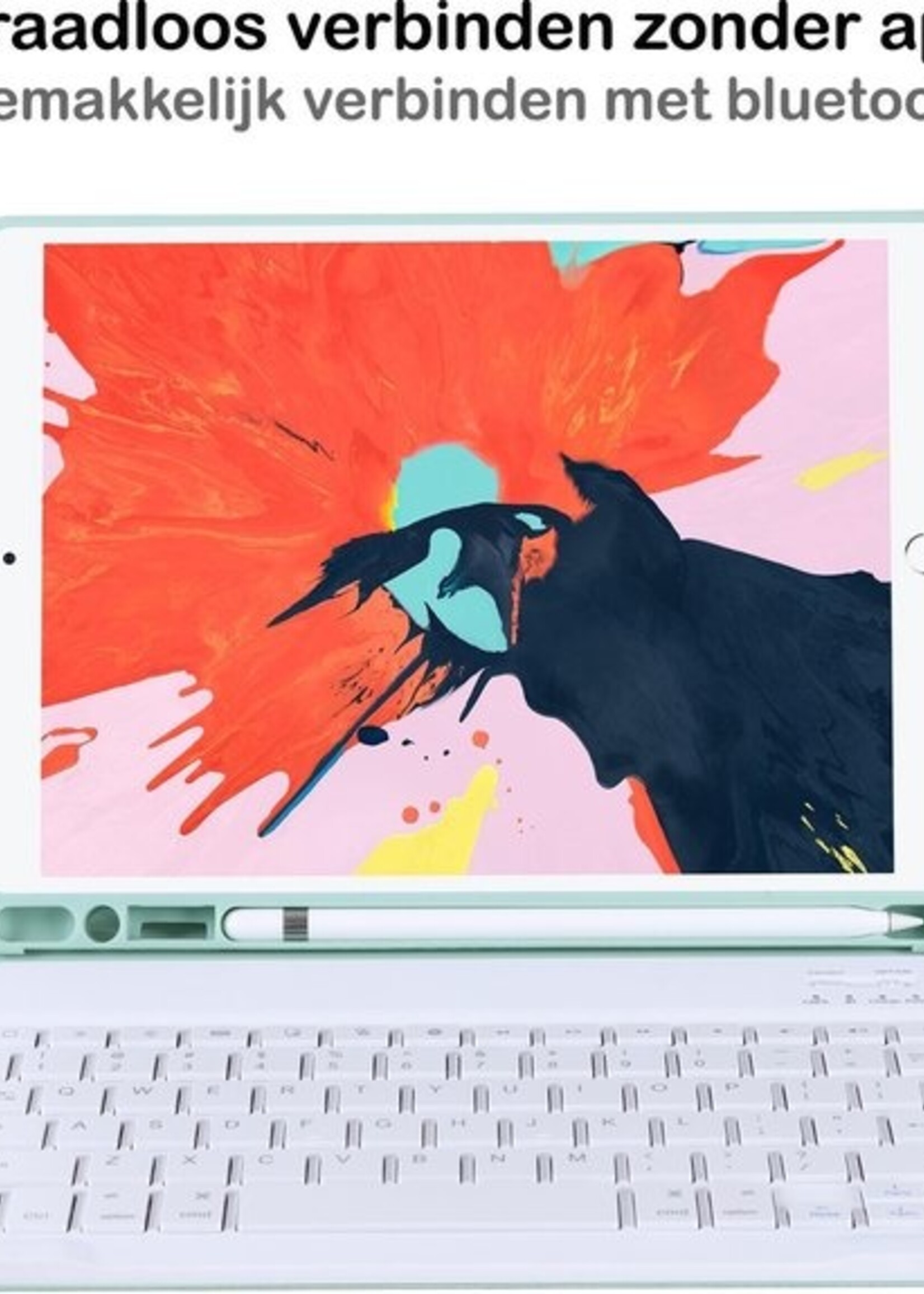 BTH Hoes Geschikt voor iPad 10.2 2019 Hoes Toetsenbord Hoesje Keyboard Case Cover - Hoesje Geschikt voor iPad 7 Hoes Toetsenbord Case - Groen