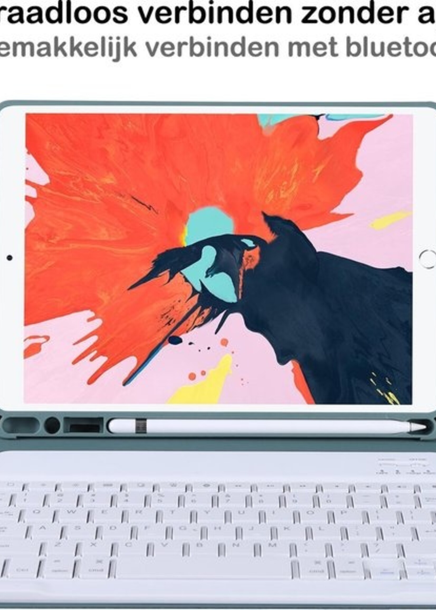 BTH Hoes Geschikt voor iPad 10.2 2019 Hoes Toetsenbord Hoesje Keyboard Case Cover - Hoesje Geschikt voor iPad 7 Hoes Toetsenbord Case - Groen