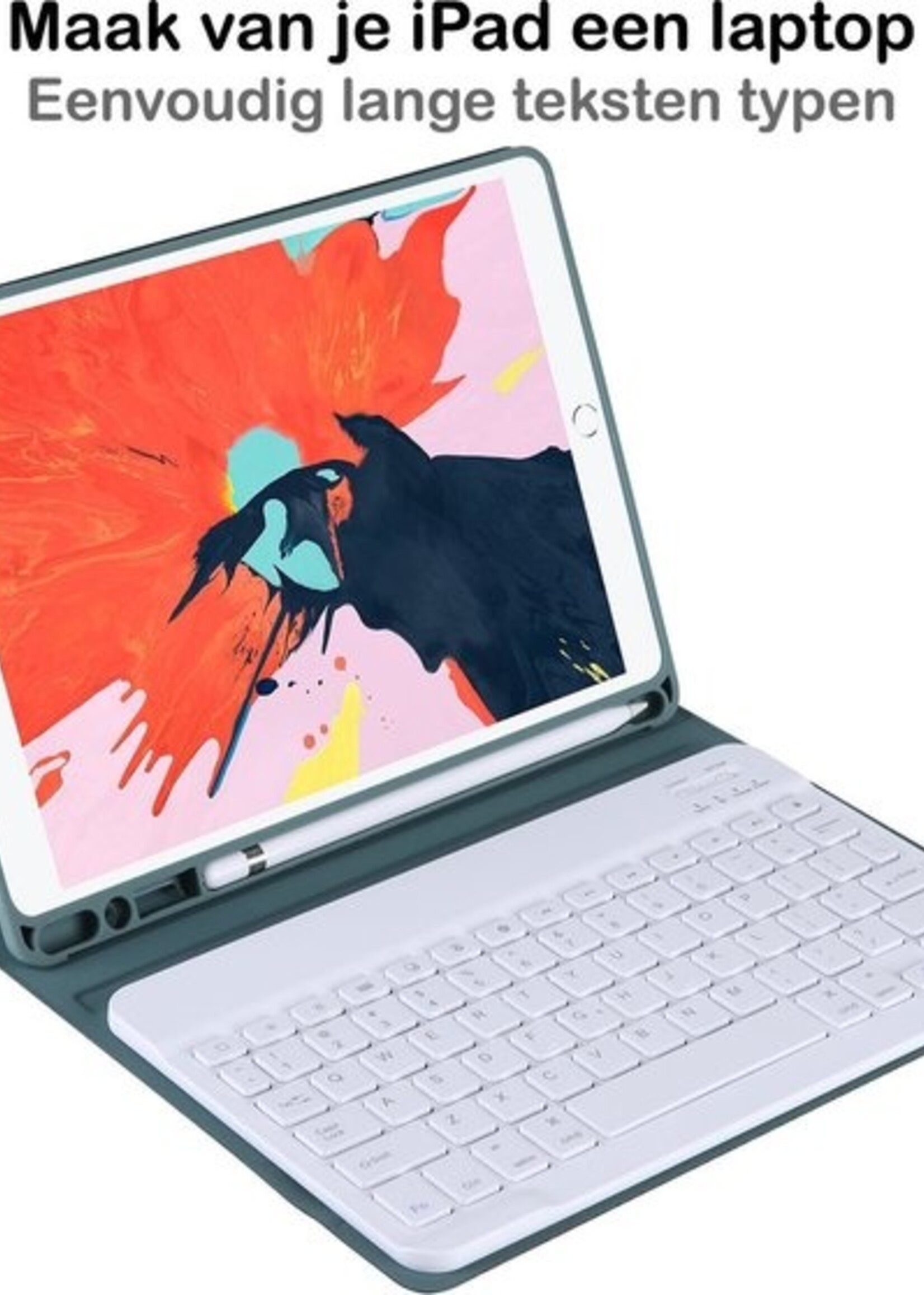 BTH Hoes Geschikt voor iPad 10.2 2019 Hoes Toetsenbord Hoesje Keyboard Case Cover - Hoesje Geschikt voor iPad 7 Hoes Toetsenbord Case - Groen