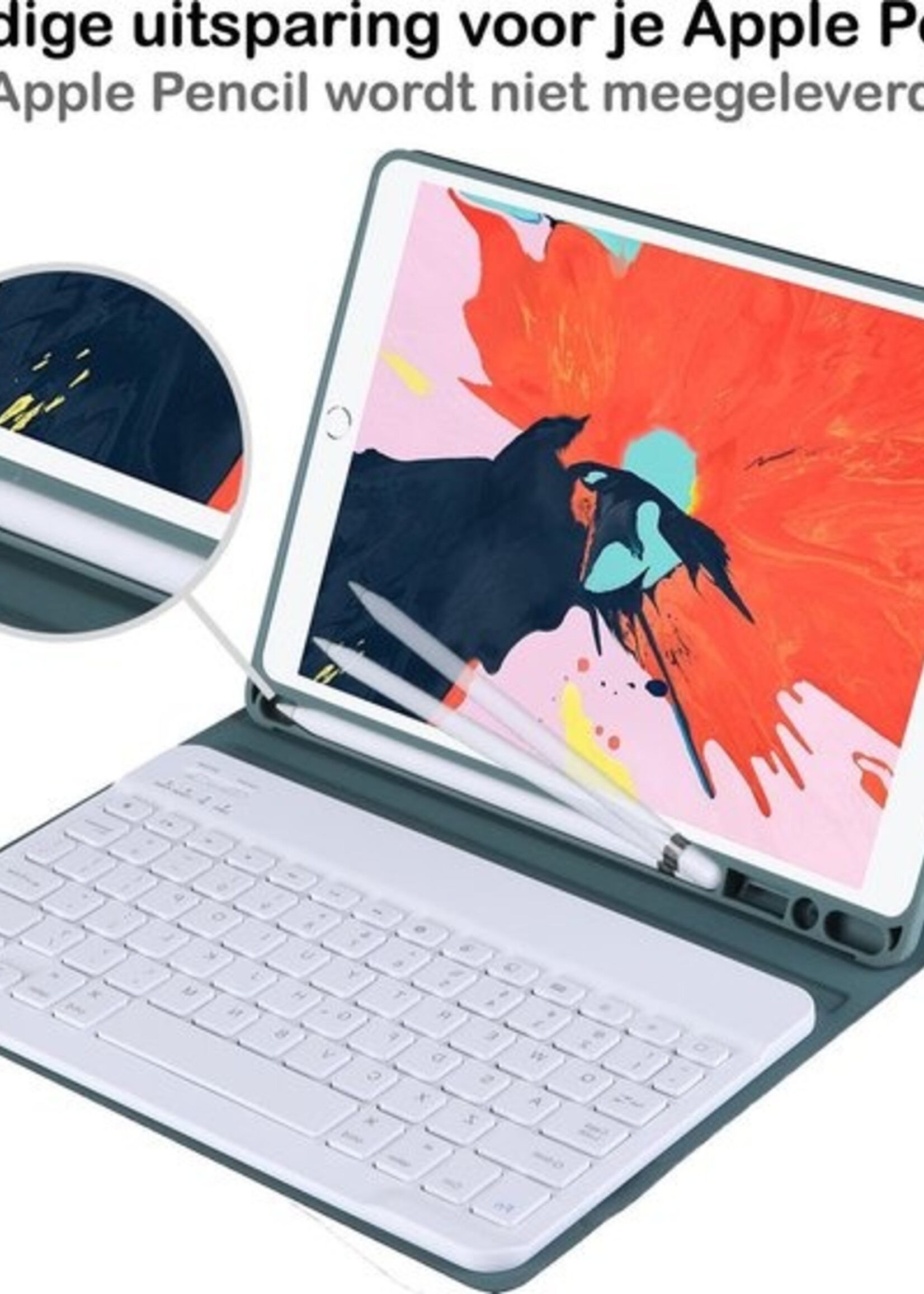 BTH Hoes Geschikt voor iPad 10.2 2019 Hoes Toetsenbord Hoesje Keyboard Case Cover - Hoesje Geschikt voor iPad 7 Hoes Toetsenbord Case - Groen