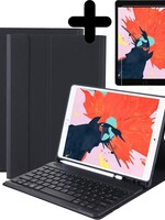 BTH BTH iPad 2019 toetsenbord hoes met Apple Pencil uitsparing en screenprotector - Zwart