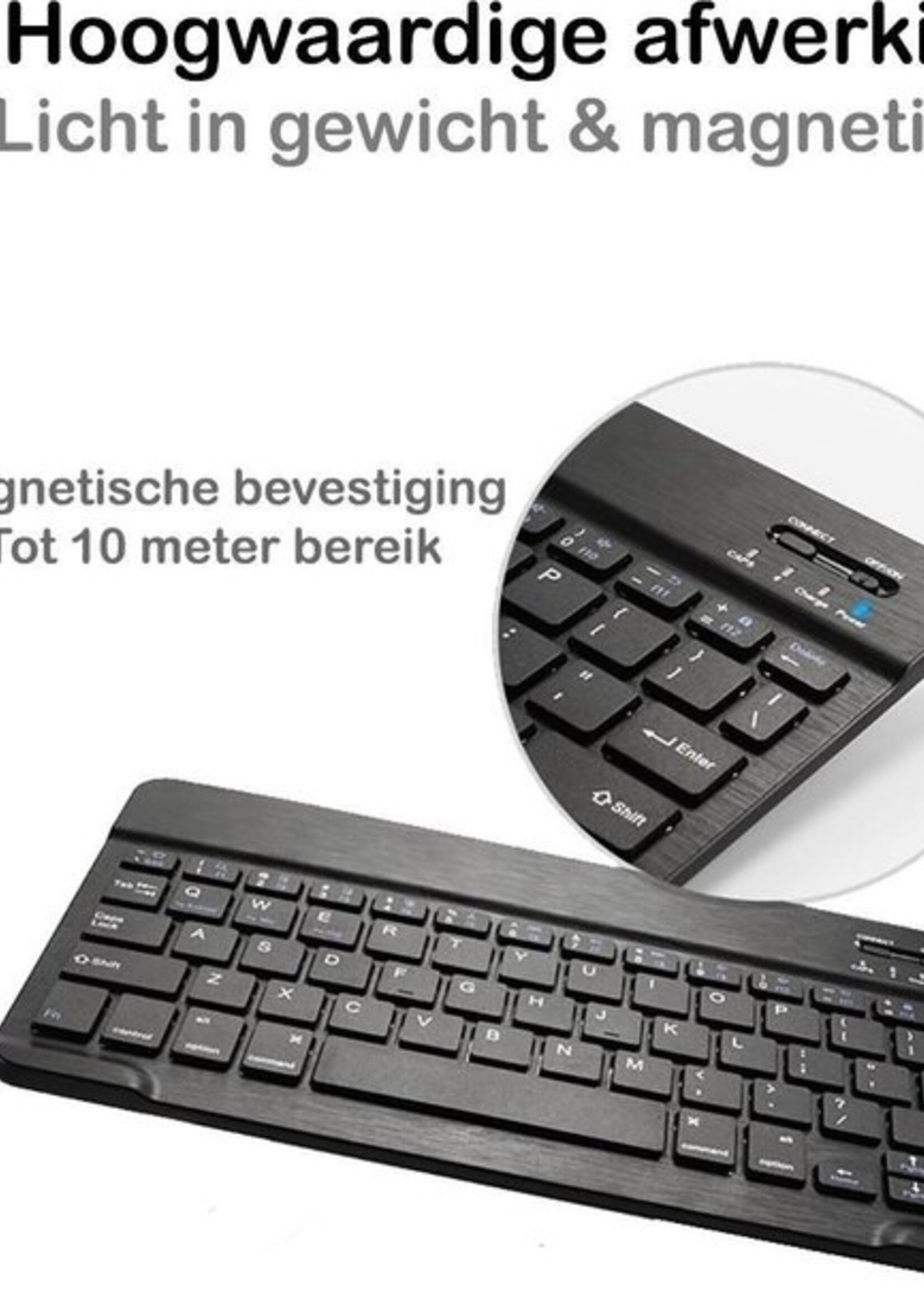 BTH Hoes Geschikt voor iPad 10.2 2019 Hoes Toetsenbord Hoesje Keyboard Case Cover Met Screenprotector - Hoesje Geschikt voor iPad 7 Hoes Toetsenbord Case - Zwart