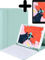 BTH BTH iPad 2019 toetsenbord hoes met Apple Pencil uitsparing en screenprotector - Mintgroen