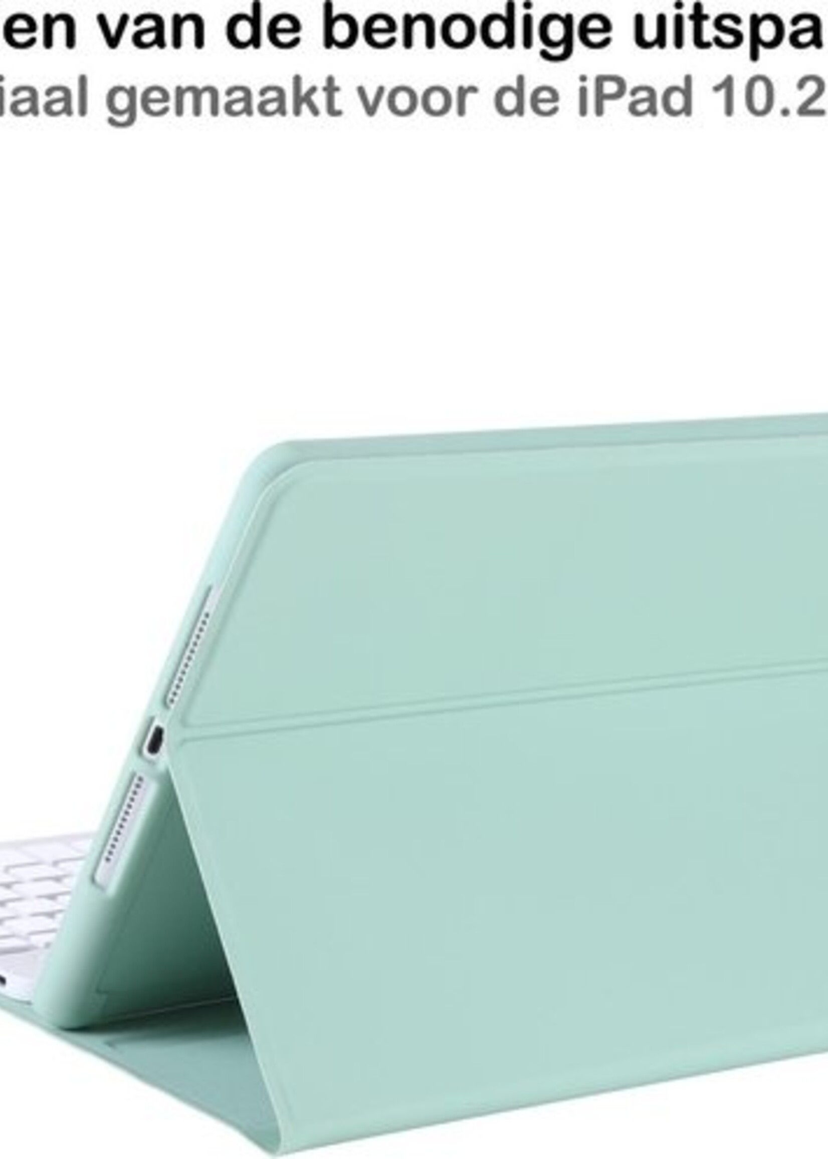 BTH Hoes Geschikt voor iPad 10.2 2019 Hoes Toetsenbord Hoesje Keyboard Case Cover Met Screenprotector - Hoesje Geschikt voor iPad 7 Hoes Toetsenbord Case - Pastelgroen