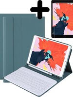 BTH BTH iPad 2019 toetsenbord hoes met Apple Pencil uitsparing en screenprotector - Donkergroen