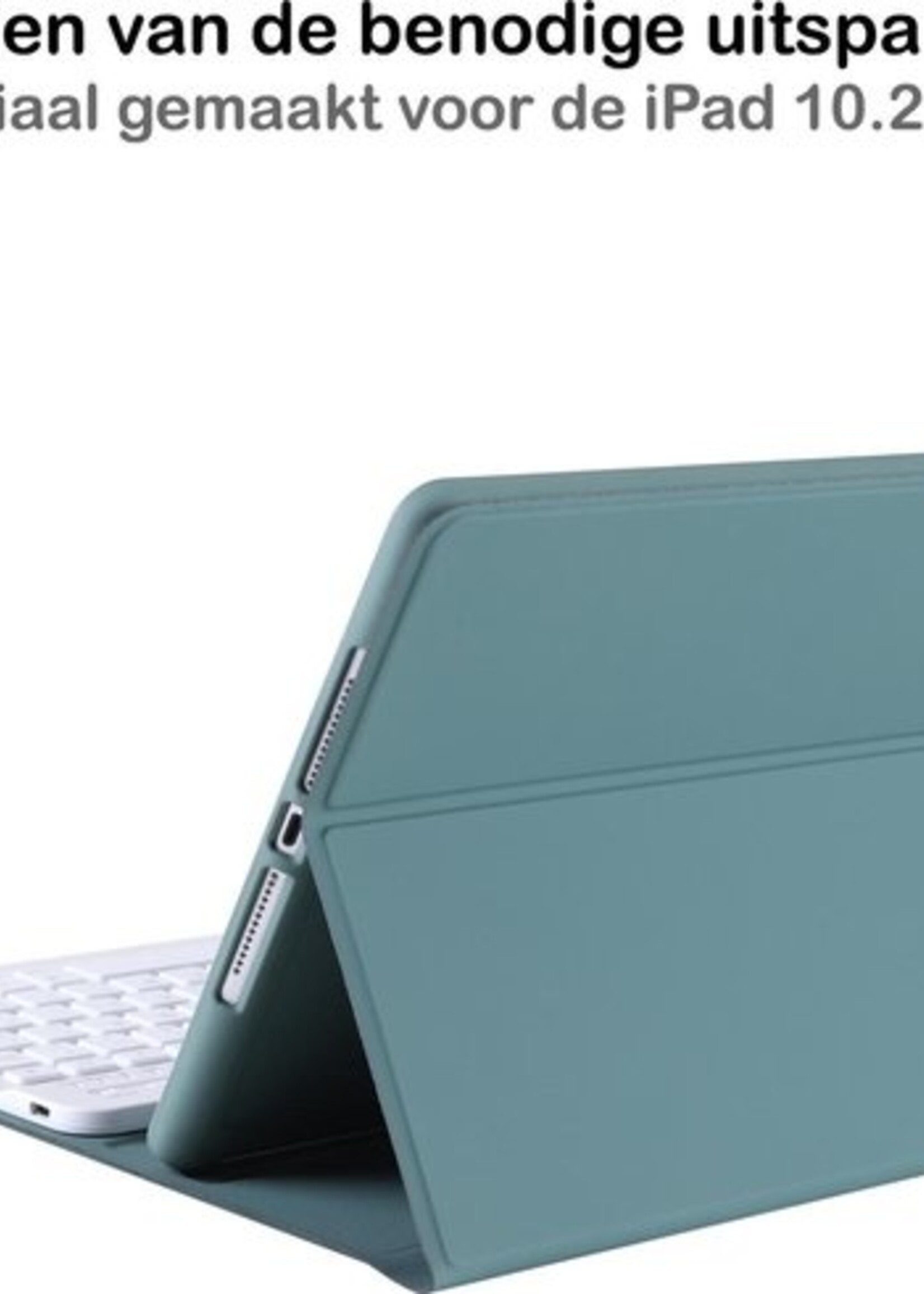BTH Hoes Geschikt voor iPad 10.2 2019 Hoes Toetsenbord Hoesje Keyboard Case Cover Met Screenprotector - Hoesje Geschikt voor iPad 7 Hoes Toetsenbord Case - Donkergroen