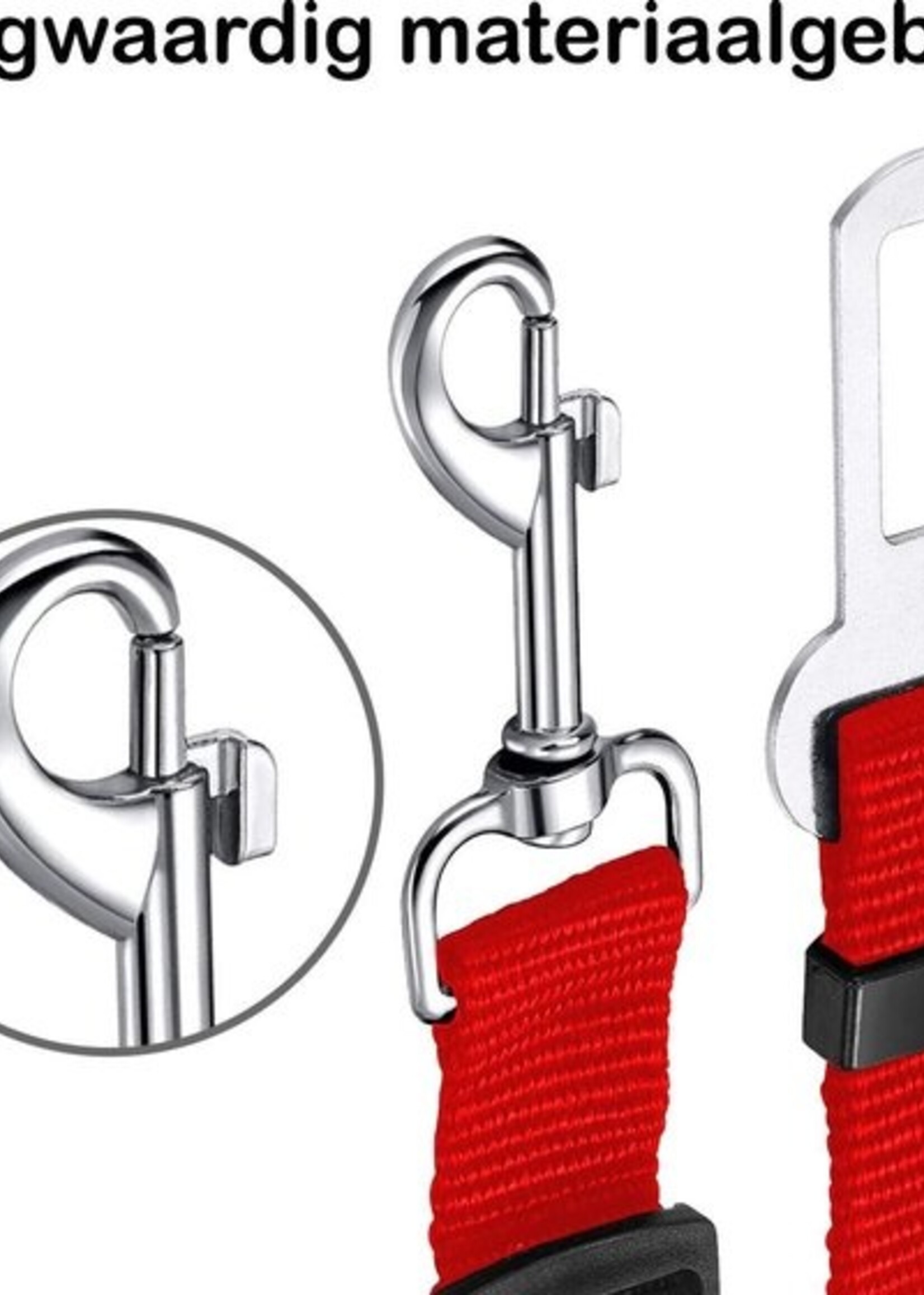 BTH Hondenriem Autogordel Hondentuig Hondengordel Verstelbaar - Rood