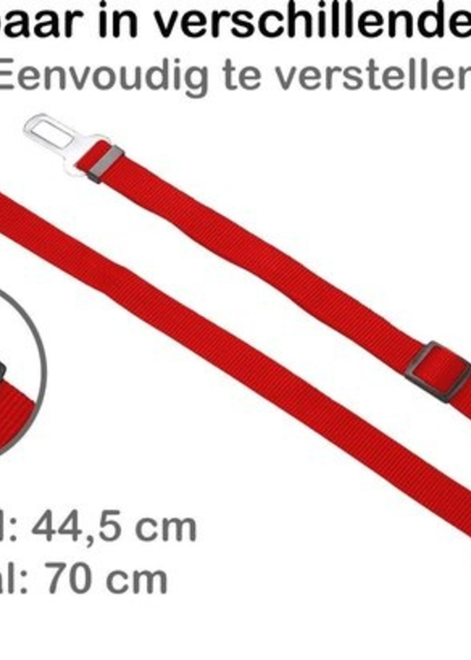 BTH Hondenriem Autogordel Hondentuig Hondengordel Verstelbaar - Rood