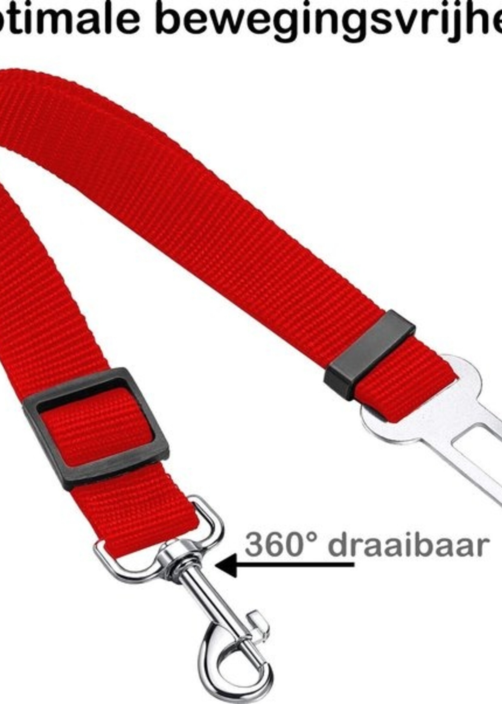 BTH Hondenriem Autogordel Hondentuig Hondengordel Verstelbaar Rood - 2X