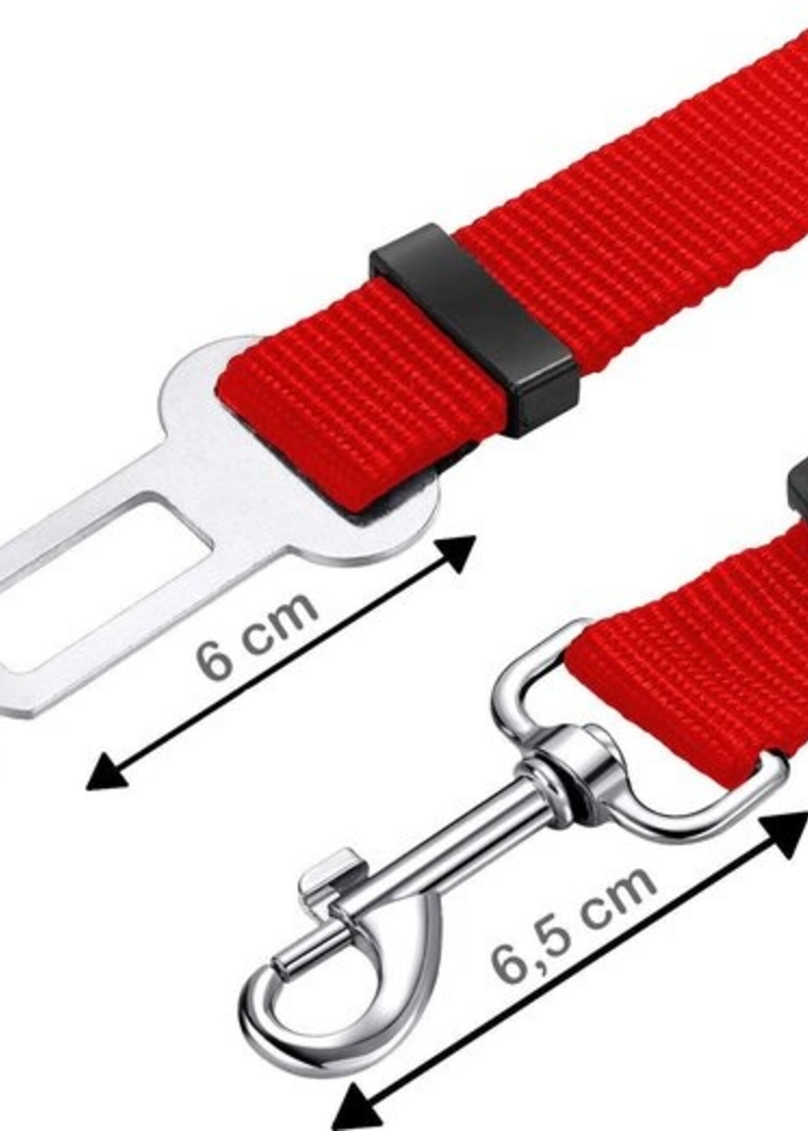 BTH Hondenriem Autogordel Hondentuig Hondengordel Verstelbaar Rood - 2X