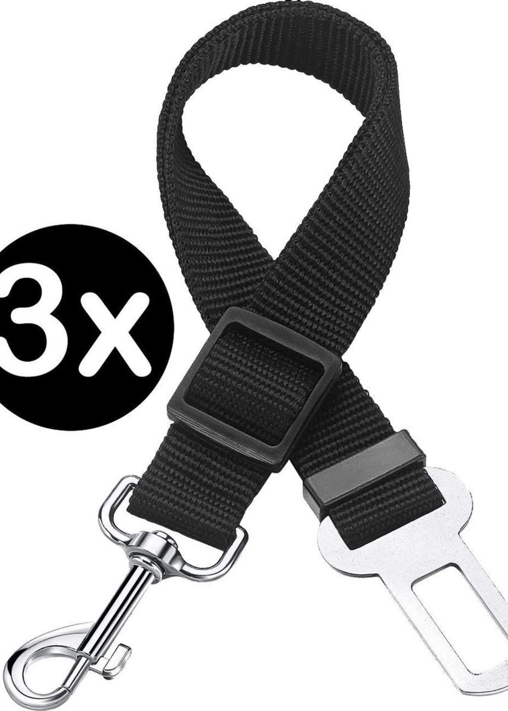 BTH Hondenriem Autogordel Hondentuig Hondengordel Verstelbaar Zwart - 3X