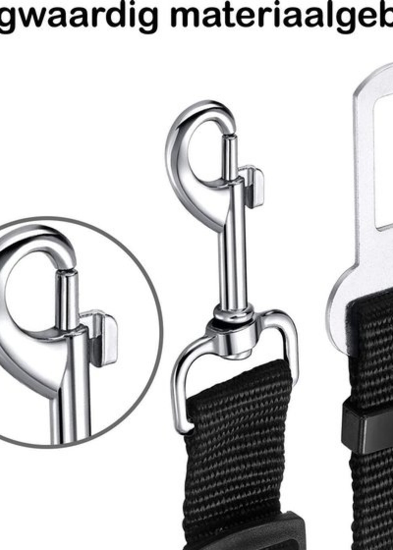 BTH Hondenriem Autogordel Hondentuig Hondengordel Verstelbaar Zwart - 3X