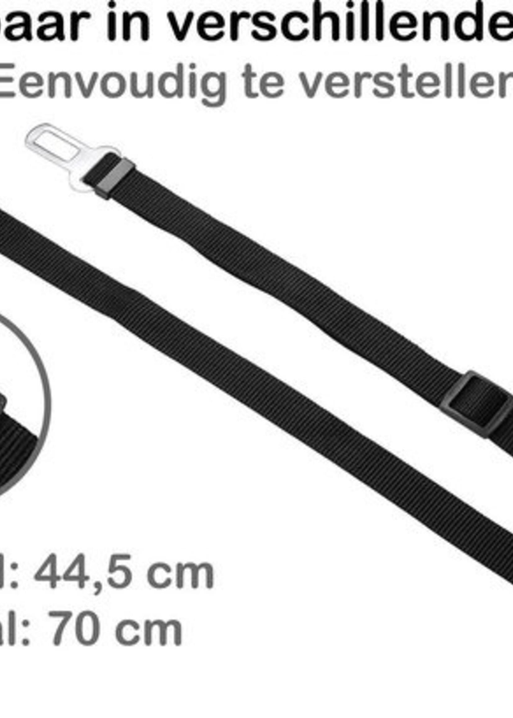 BTH Hondenriem Autogordel Hondentuig Hondengordel Verstelbaar Zwart - 3X