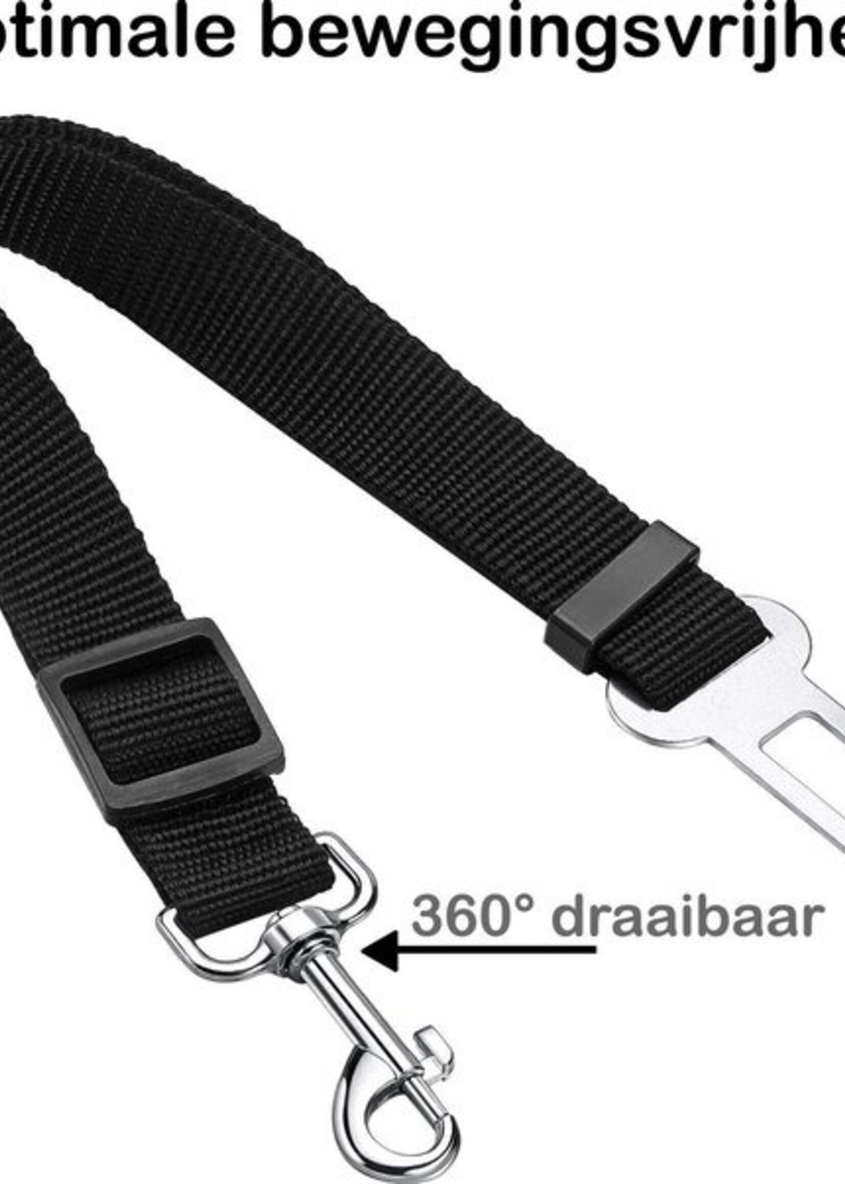 BTH Hondenriem Autogordel Hondentuig Hondengordel Verstelbaar Zwart - 3X