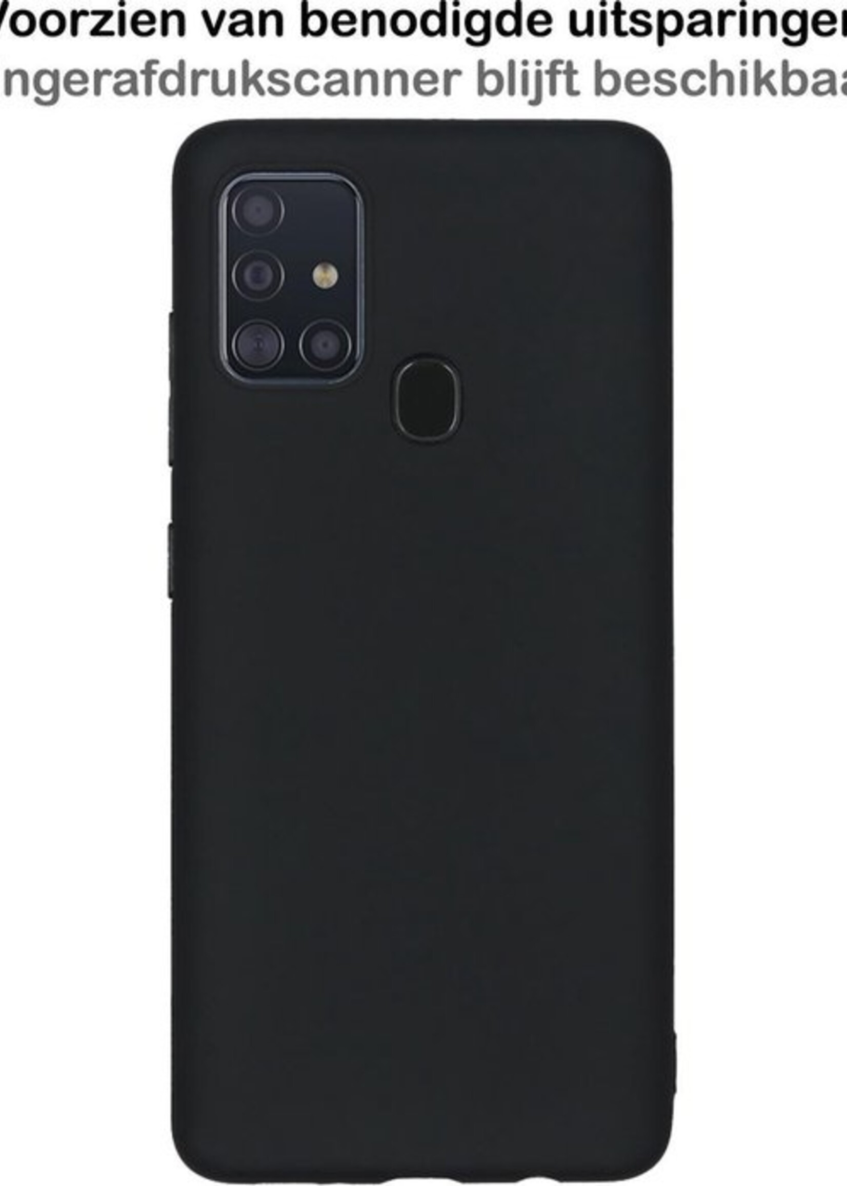 BTH Hoesje Geschikt voor Samsung A21s Hoesje Siliconen Case Hoes Met 2x Screenprotector - Hoes Geschikt voor Samsung Galaxy A21s Hoes Cover Case - Zwart