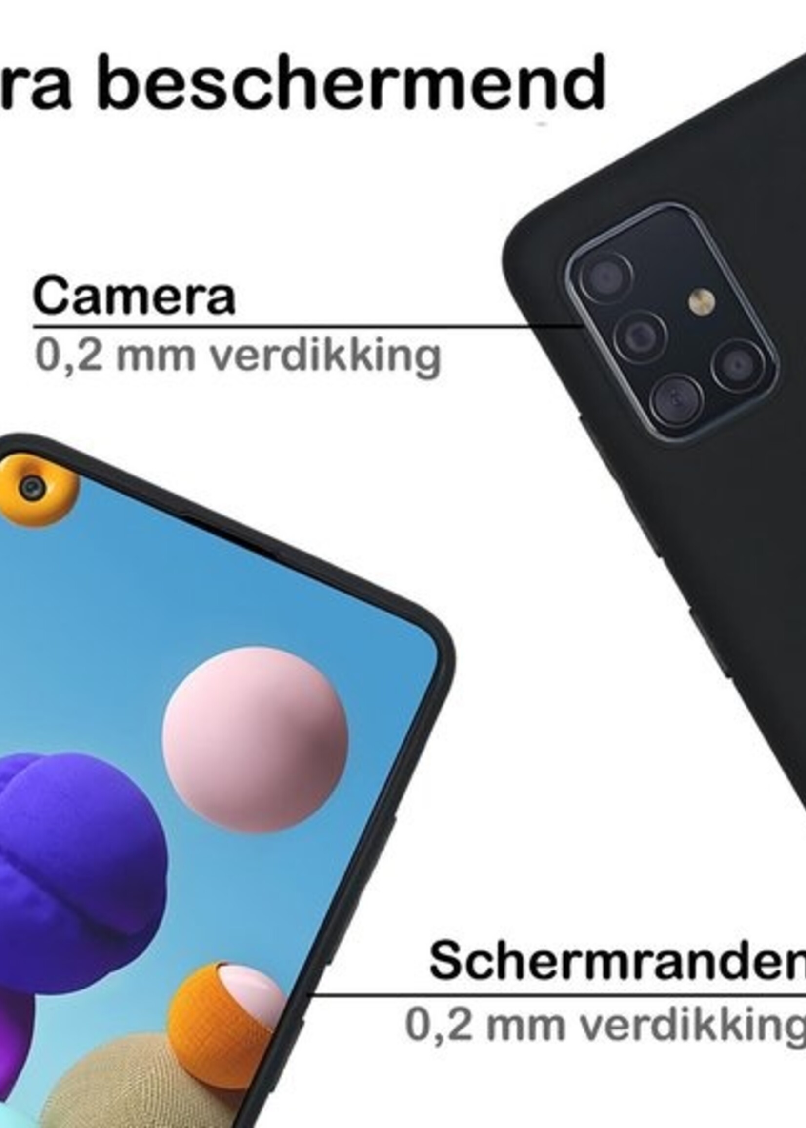 BTH Hoesje Geschikt voor Samsung A21s Hoesje Siliconen Case Hoes Met 2x Screenprotector - Hoes Geschikt voor Samsung Galaxy A21s Hoes Cover Case - Zwart