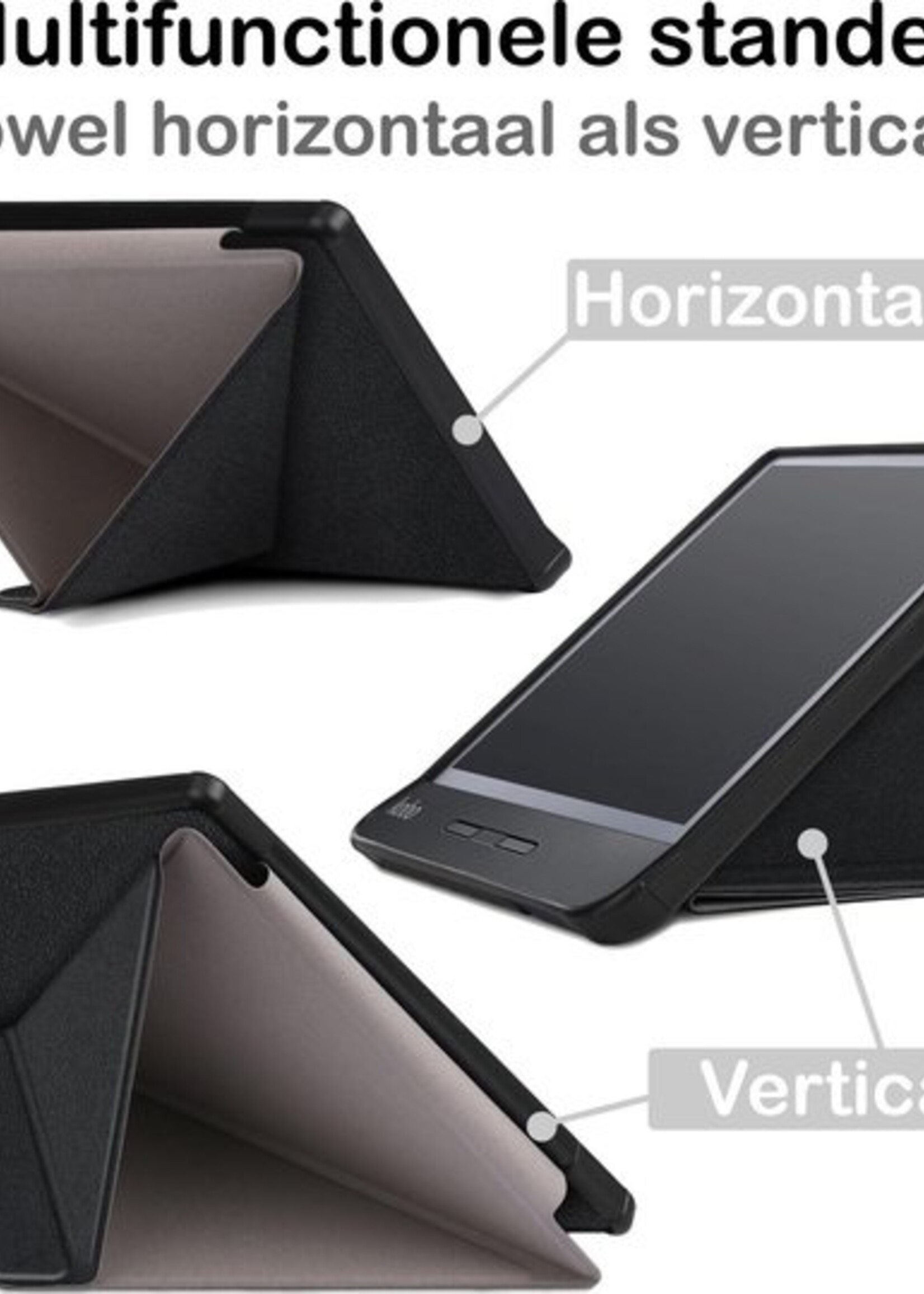 BTH Hoesje Geschikt voor Kobo Libra H2O Hoesje Luxe Bescherm Case - Hoes Geschikt voor Kobo Libra H2O Hoes Book Cover - Zwart