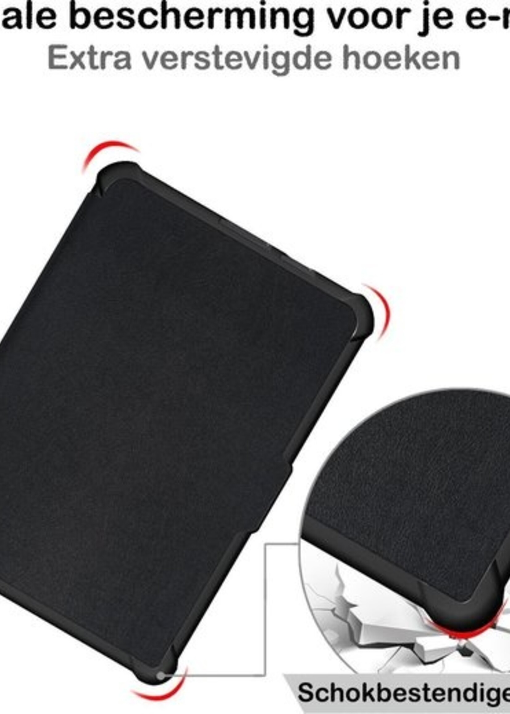 BTH Hoesje Geschikt voor Kobo Libra H2O Hoesje Luxe Bescherm Case - Hoes Geschikt voor Kobo Libra H2O Hoes Book Cover - Zwart