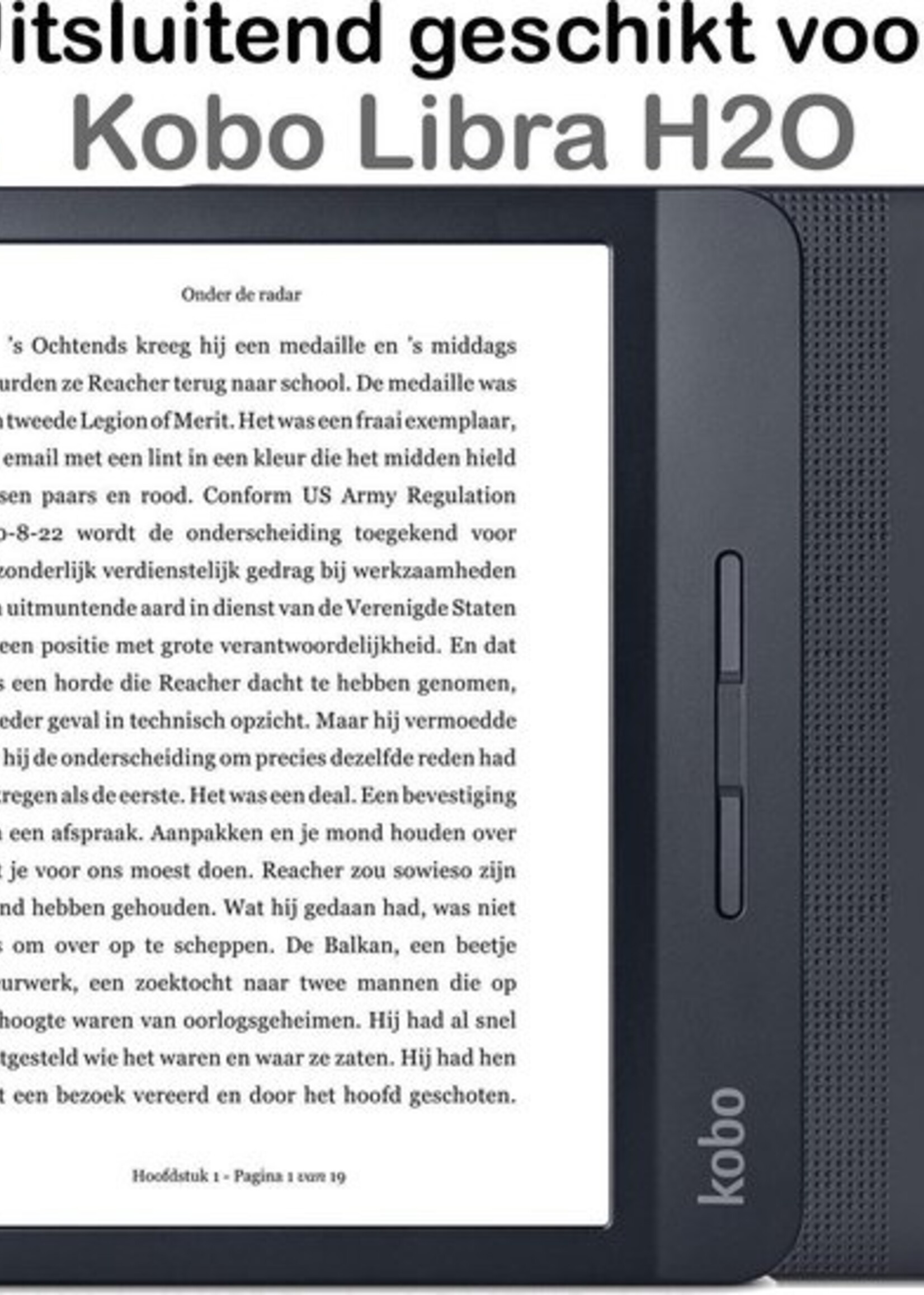 BTH Hoesje Geschikt voor Kobo Libra H2O Hoesje Luxe Bescherm Case - Hoes Geschikt voor Kobo Libra H2O Hoes Book Cover - Zwart