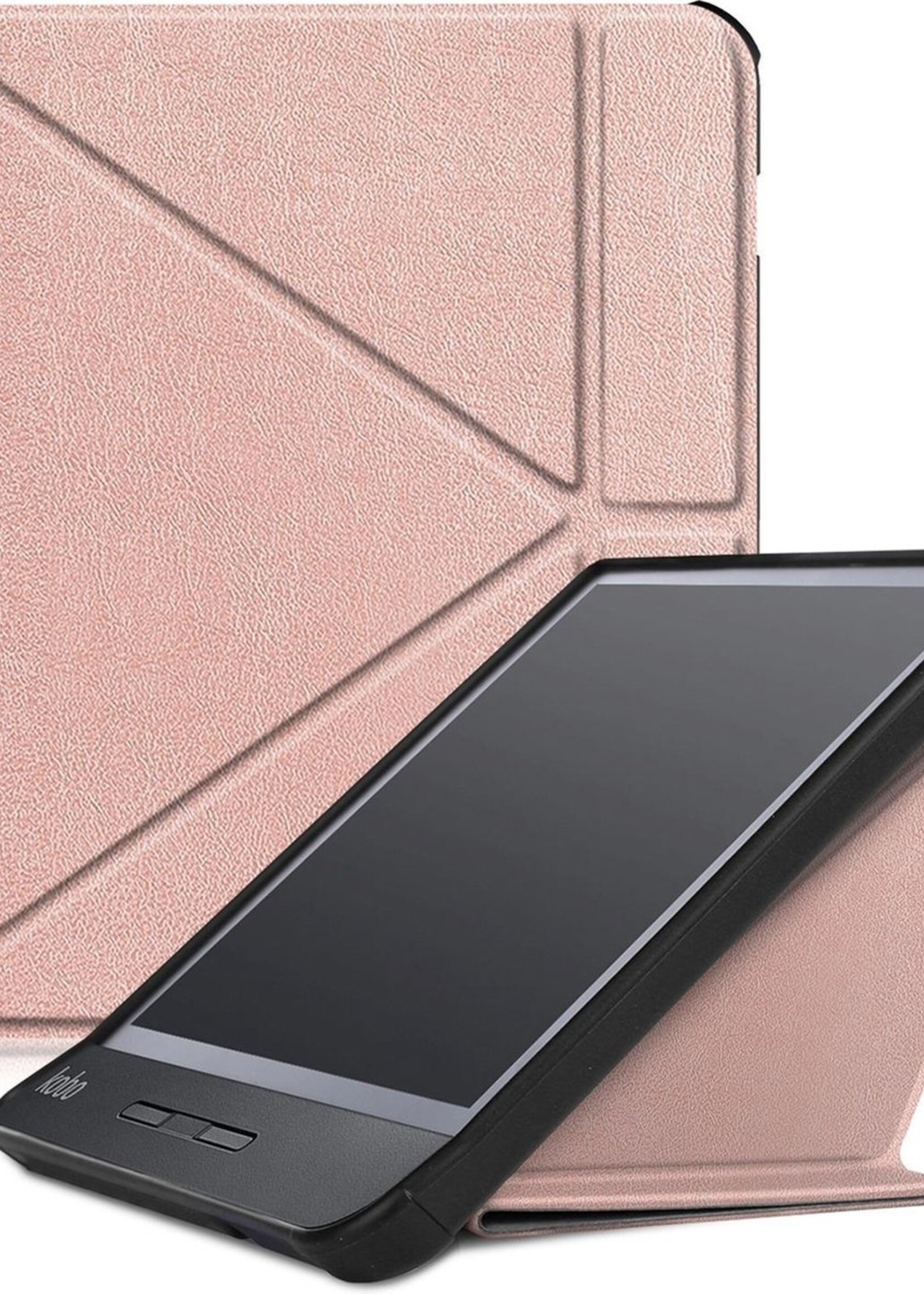 BTH Hoesje Geschikt voor Kobo Libra H2O Hoesje Luxe Bescherm Case - Hoes Geschikt voor Kobo Libra H2O Hoes Book Cover - Rosé Goud