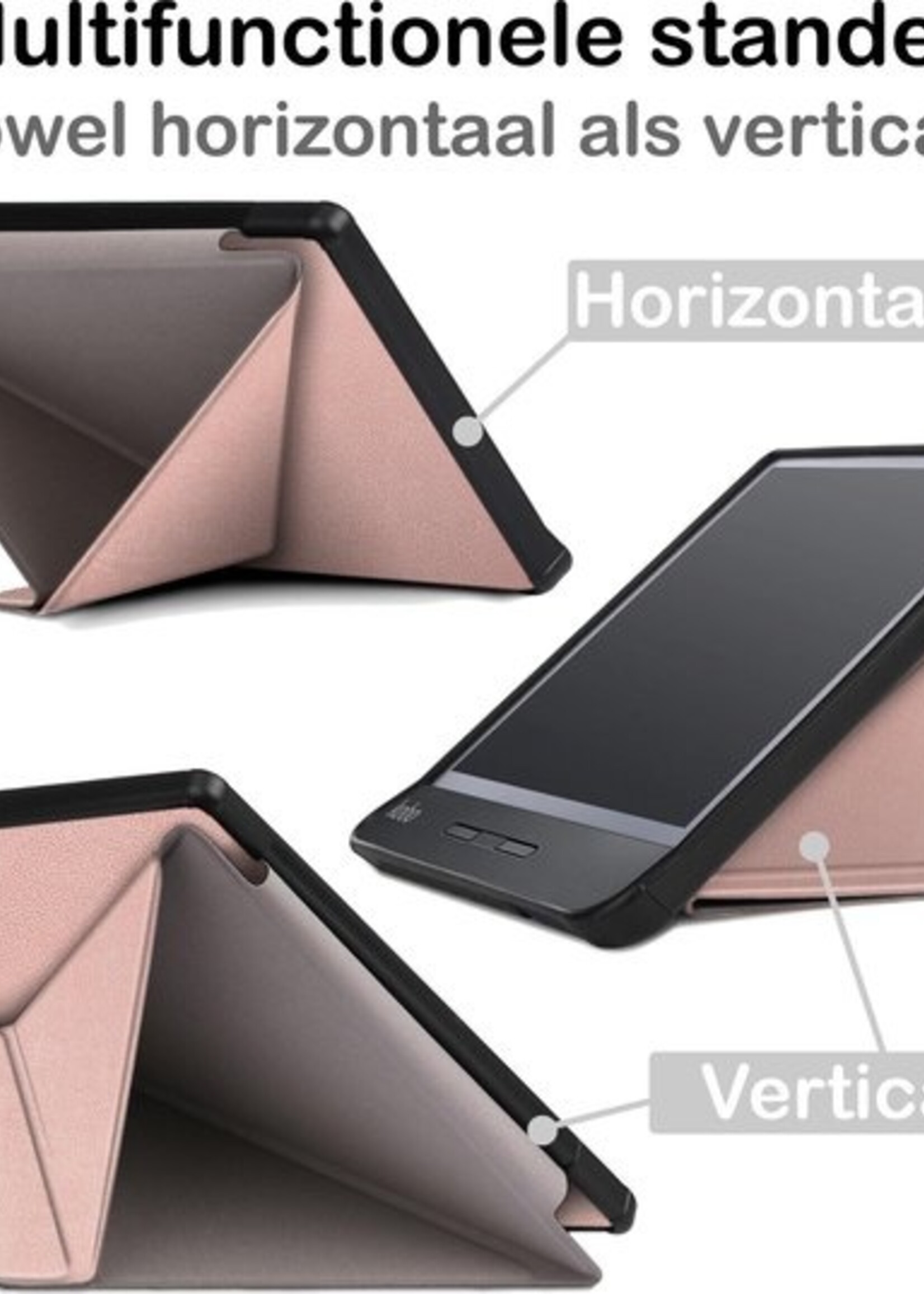 BTH Hoesje Geschikt voor Kobo Libra H2O Hoesje Luxe Bescherm Case - Hoes Geschikt voor Kobo Libra H2O Hoes Book Cover - Rosé Goud