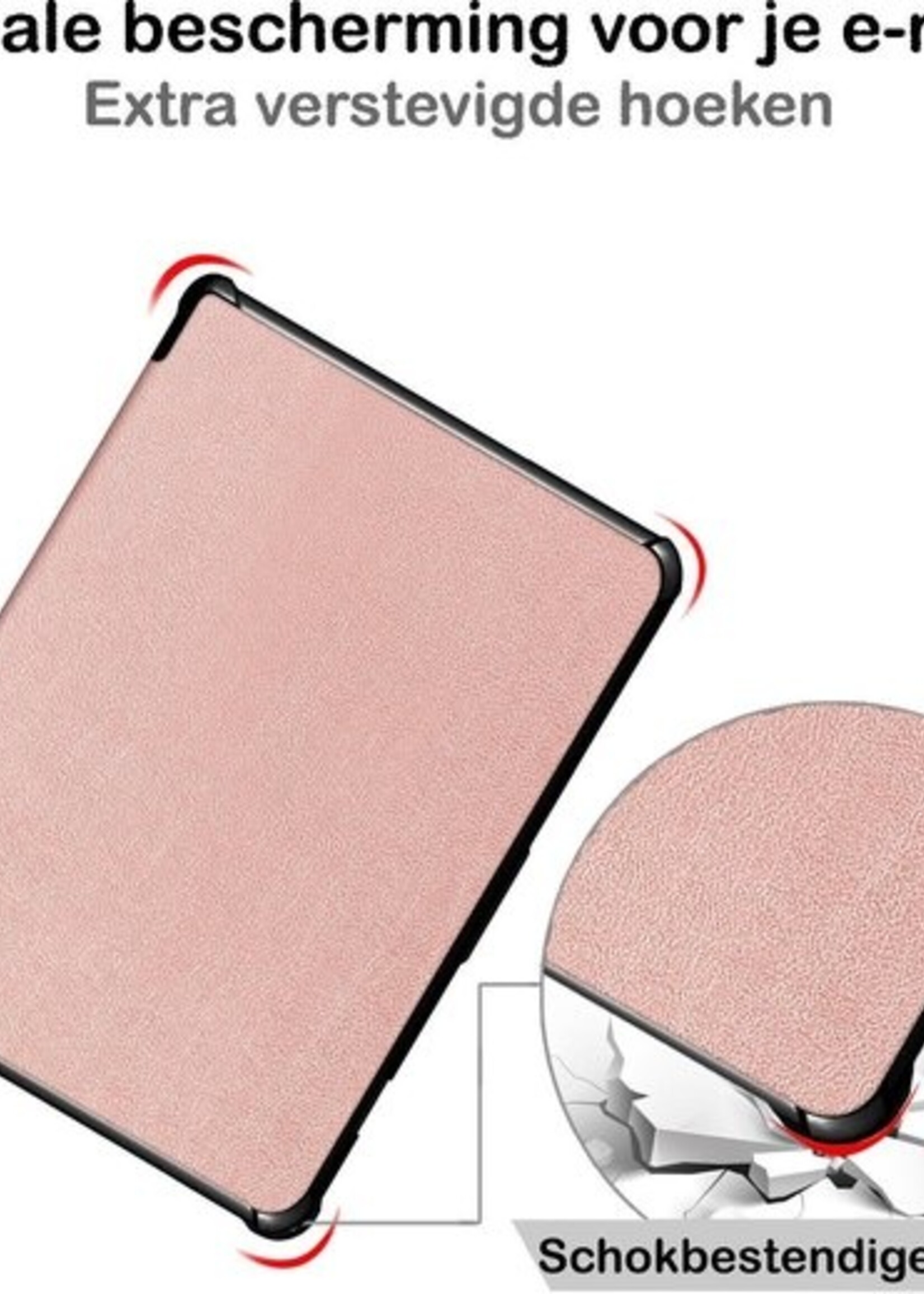 BTH Hoesje Geschikt voor Kobo Libra H2O Hoesje Luxe Bescherm Case - Hoes Geschikt voor Kobo Libra H2O Hoes Book Cover - Rosé Goud